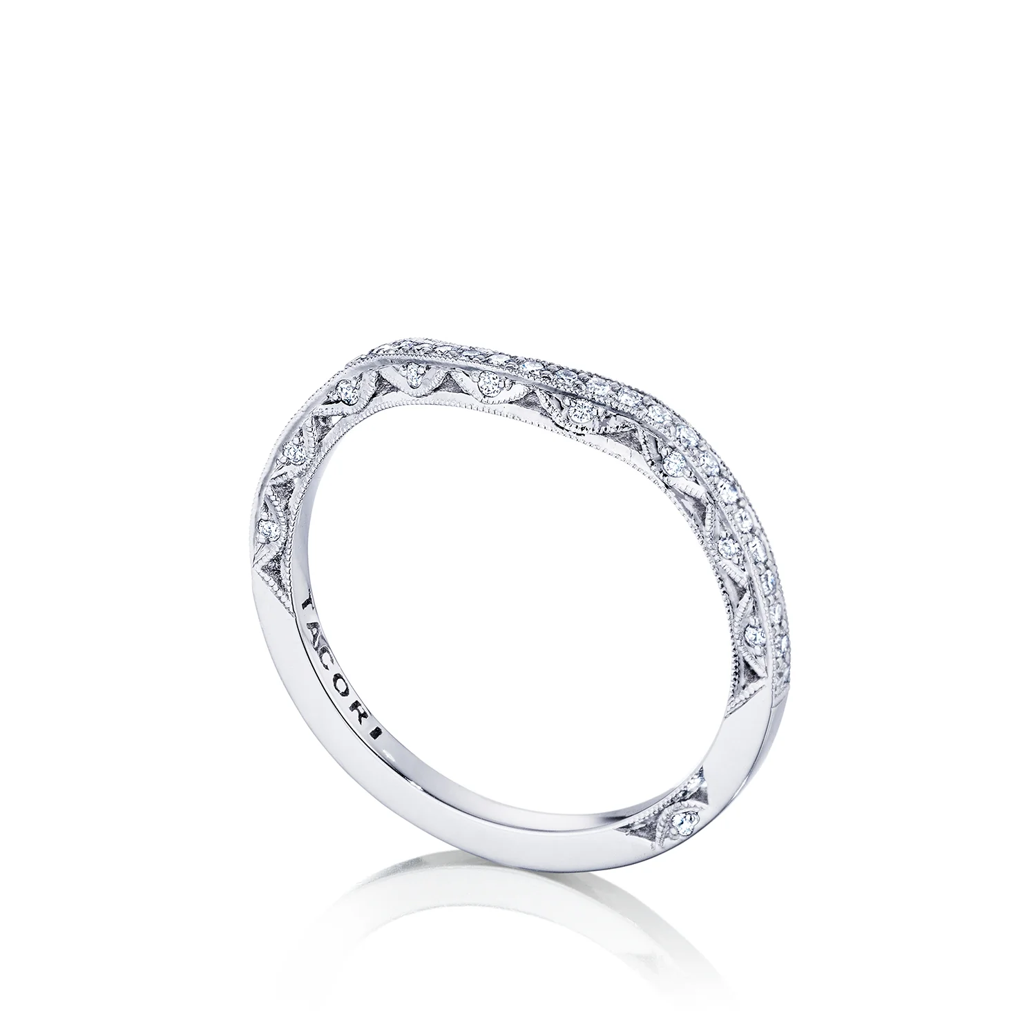 Tacori 18k White Gold Petite Crescent Diamond Wedding Band (0.2 CTW) - Image 3