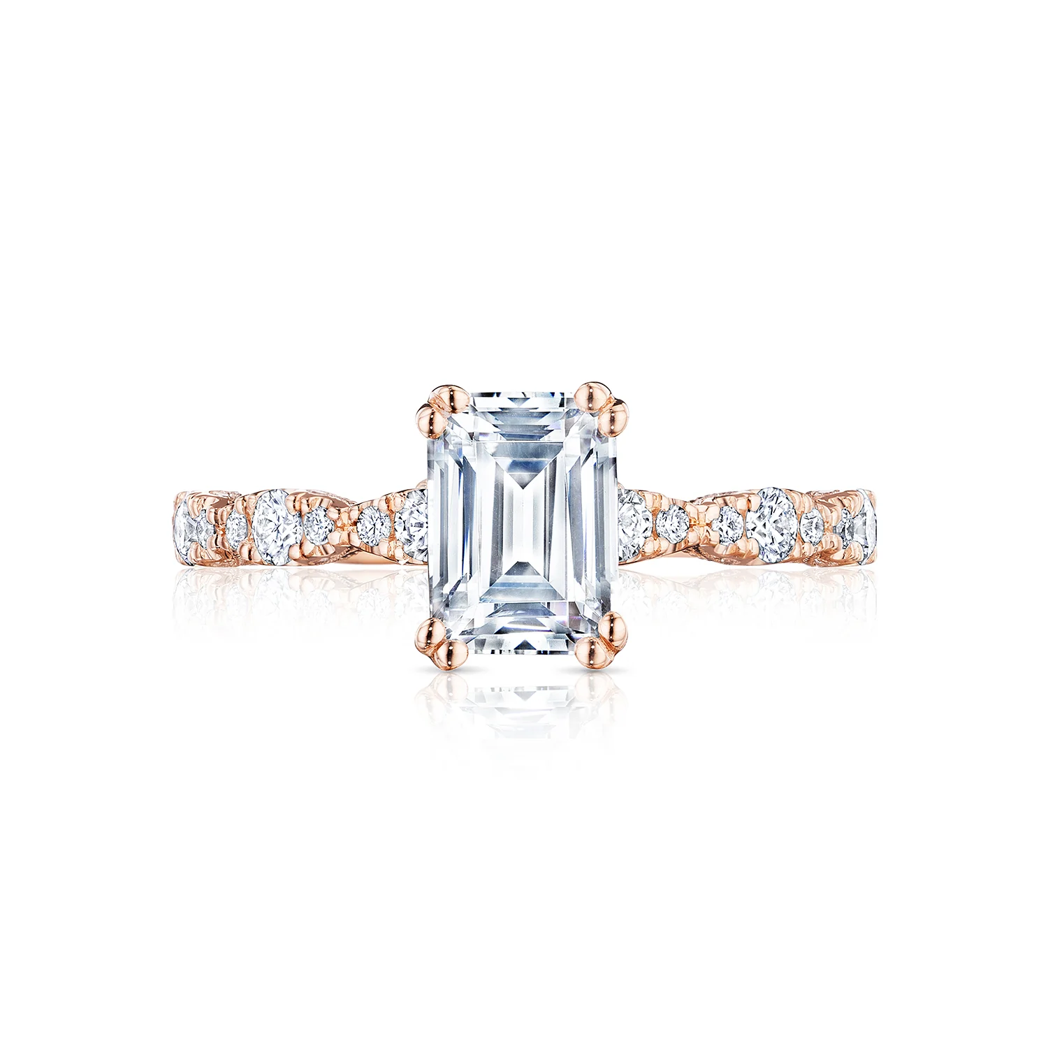 Tacori 18k Rose Gold Petite Crescent Diamond Engagement Ring Setting (0.35 CTW)