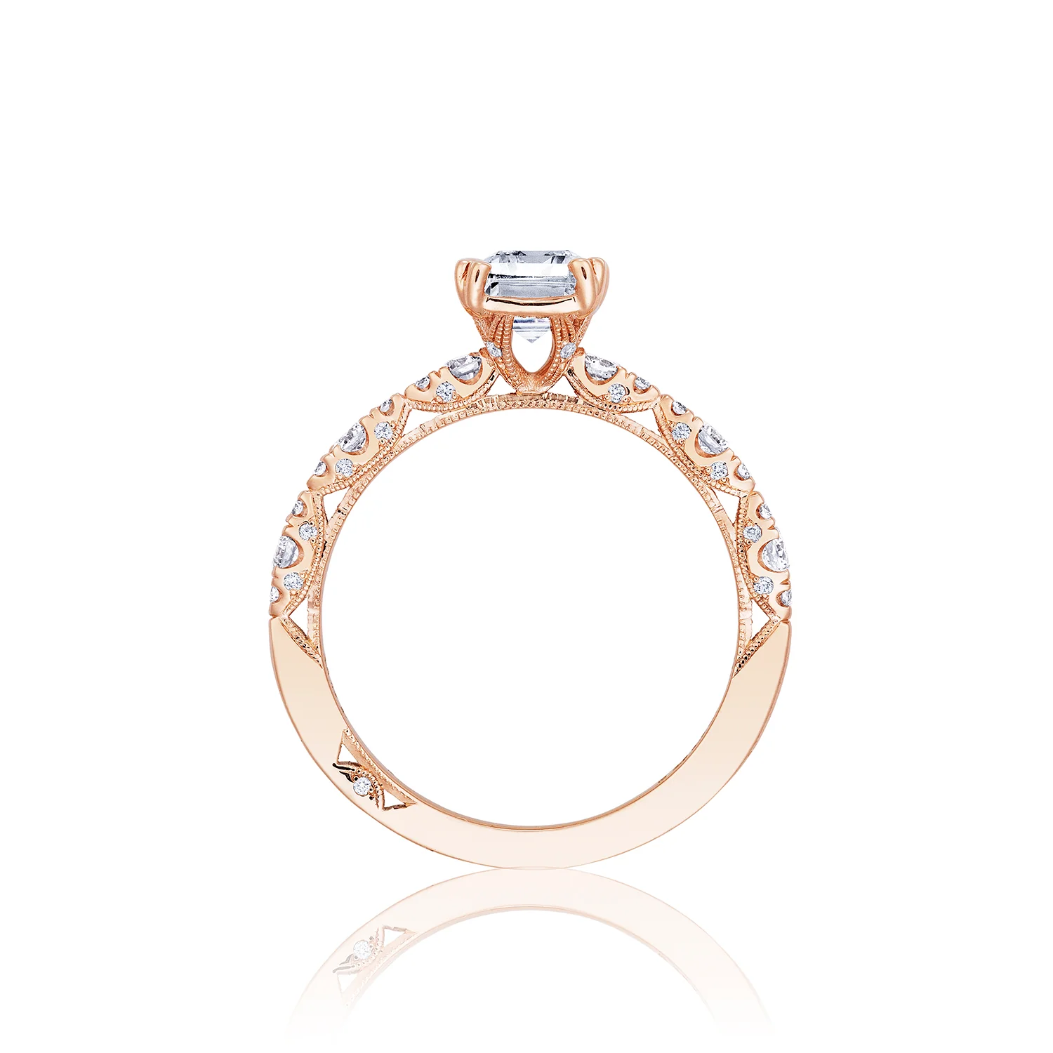 Tacori 18k Rose Gold Petite Crescent Diamond Engagement Ring Setting (0.35 CTW) - Image 2