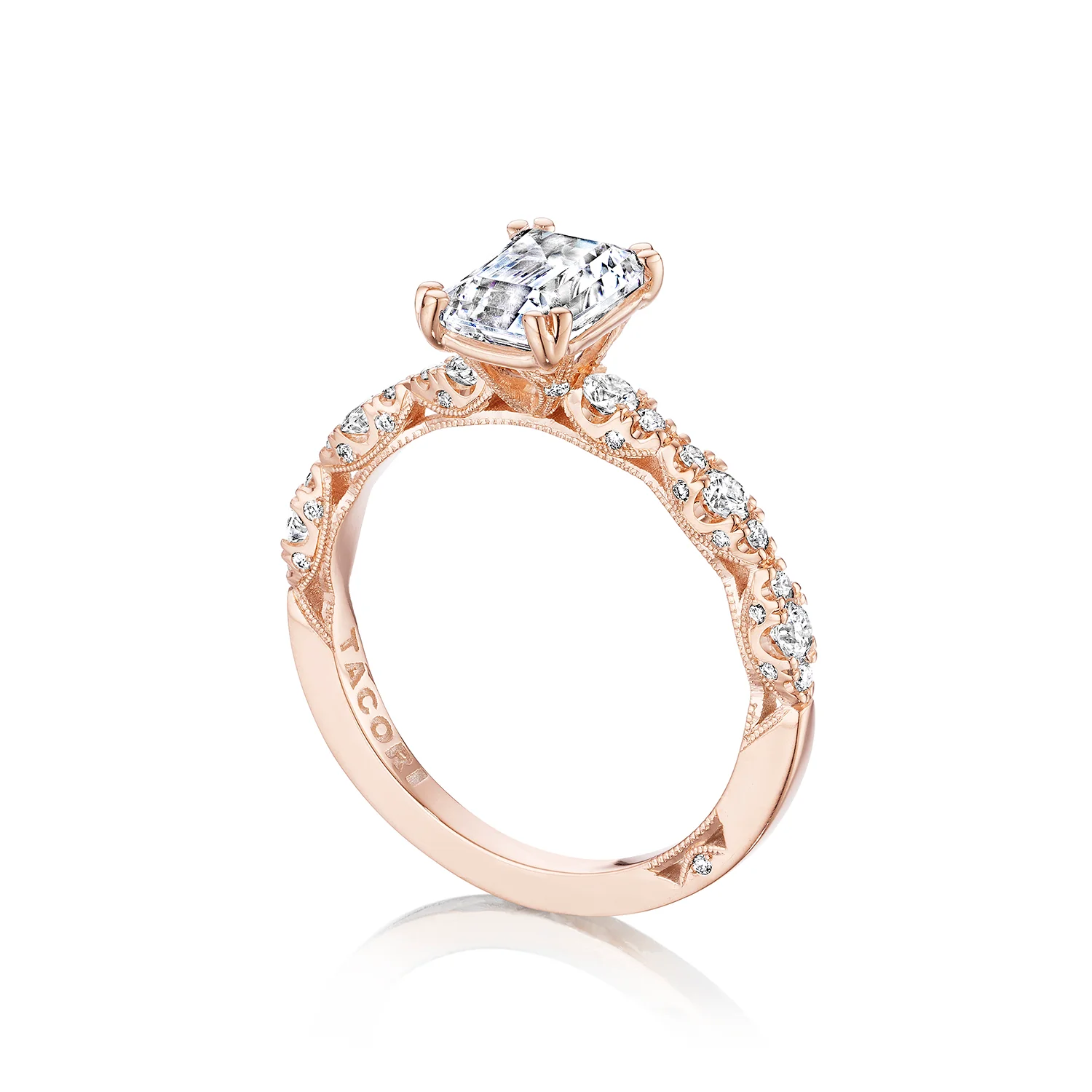 Tacori 18k Rose Gold Petite Crescent Diamond Engagement Ring Setting (0.35 CTW) - Image 3