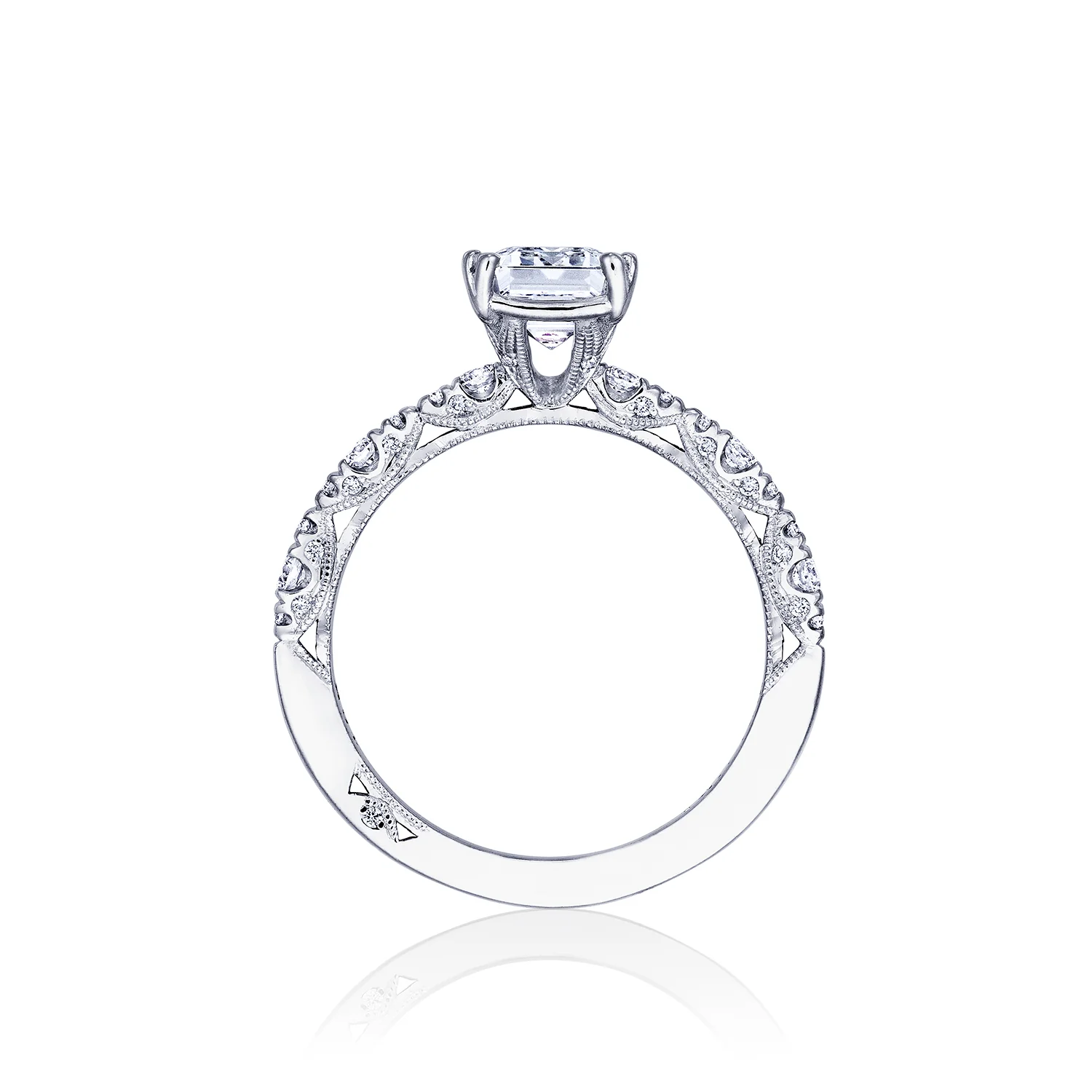 Tacori 18k White Gold Petite Crescent  Engagement Ring Setting (0.35 CTW) - Image 2