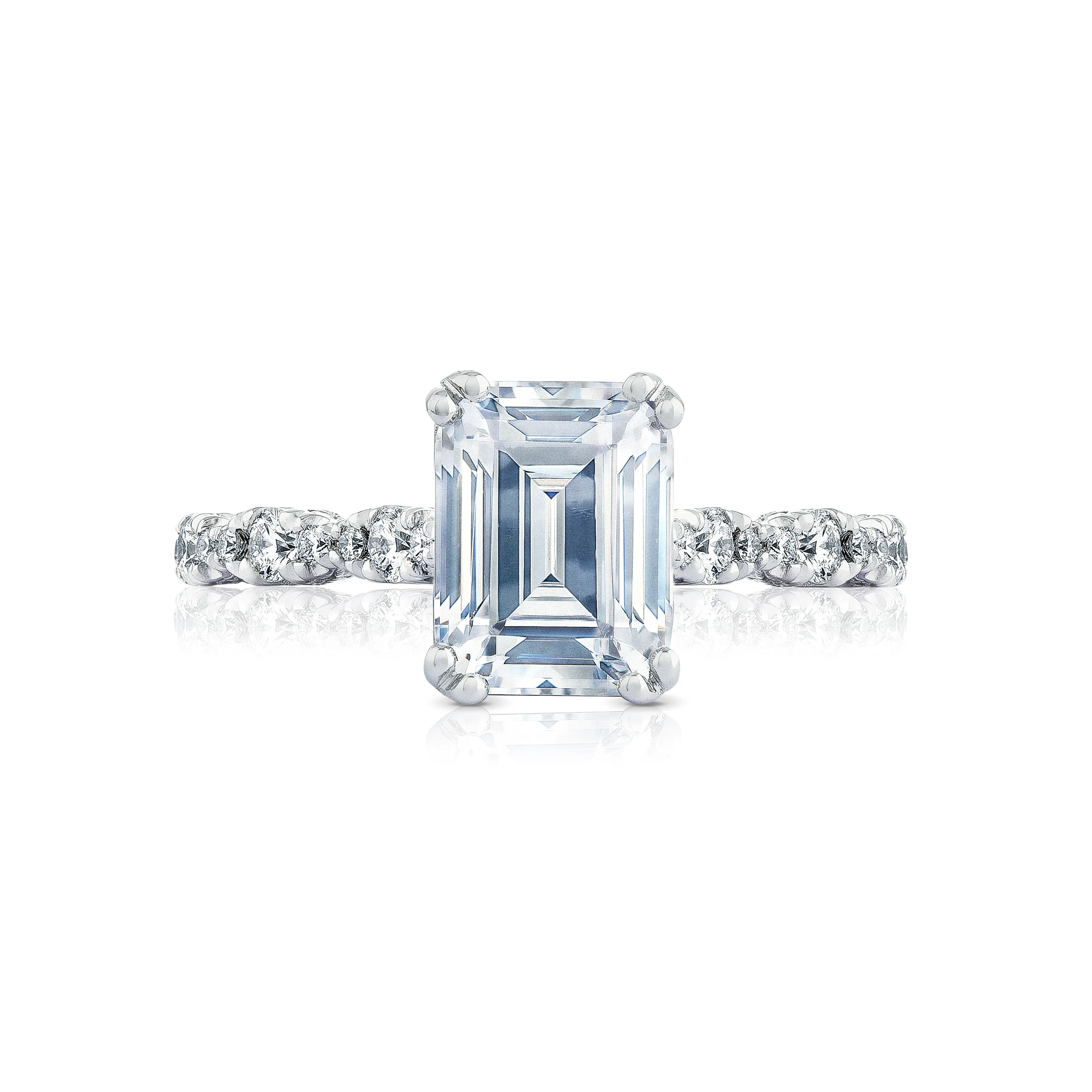 Tacori 18k White Gold Petite Crescent Engagement Ring Setting (0.39 CTW)
