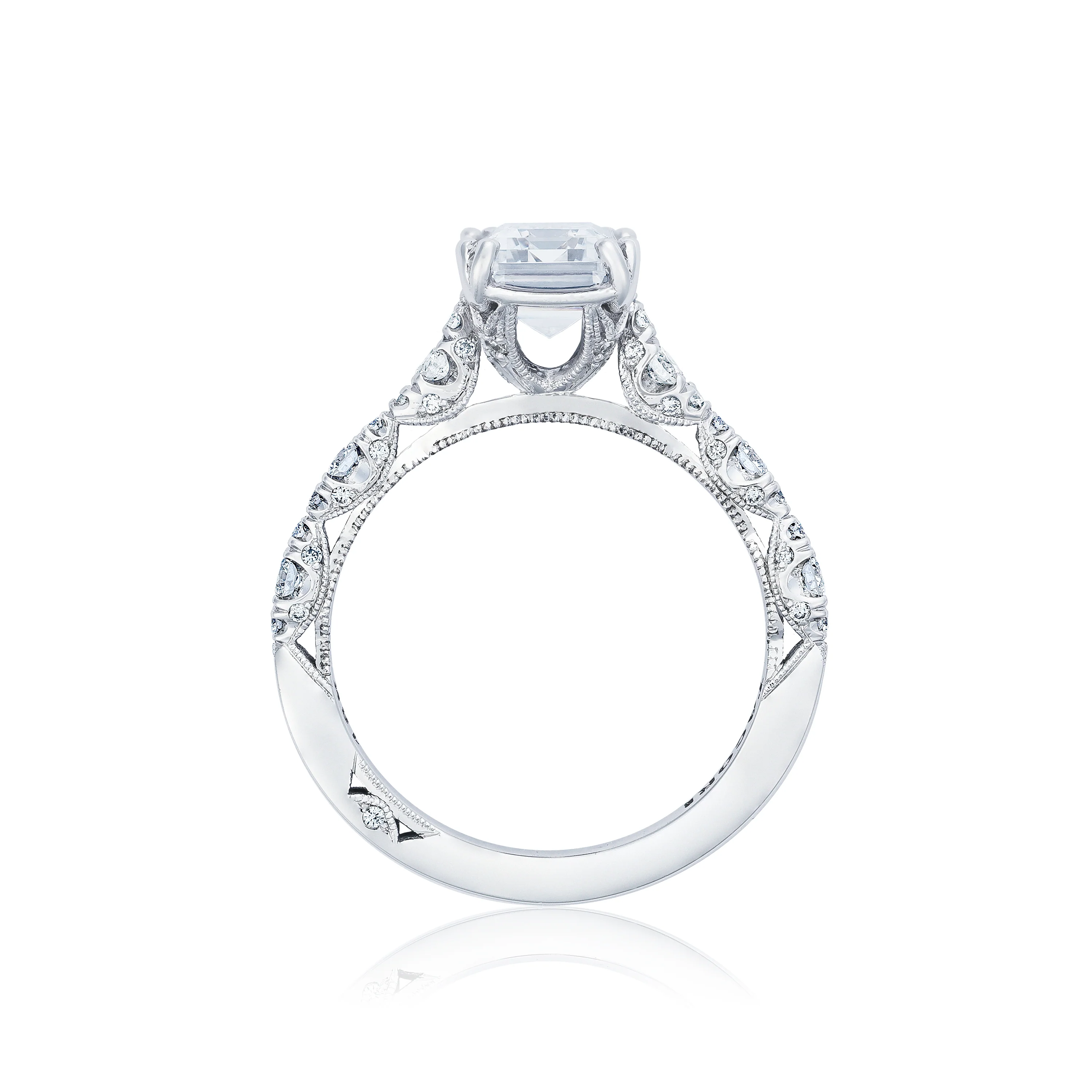 Tacori 18k White Gold Petite Crescent Engagement Ring Setting (0.39 CTW) - Image 2