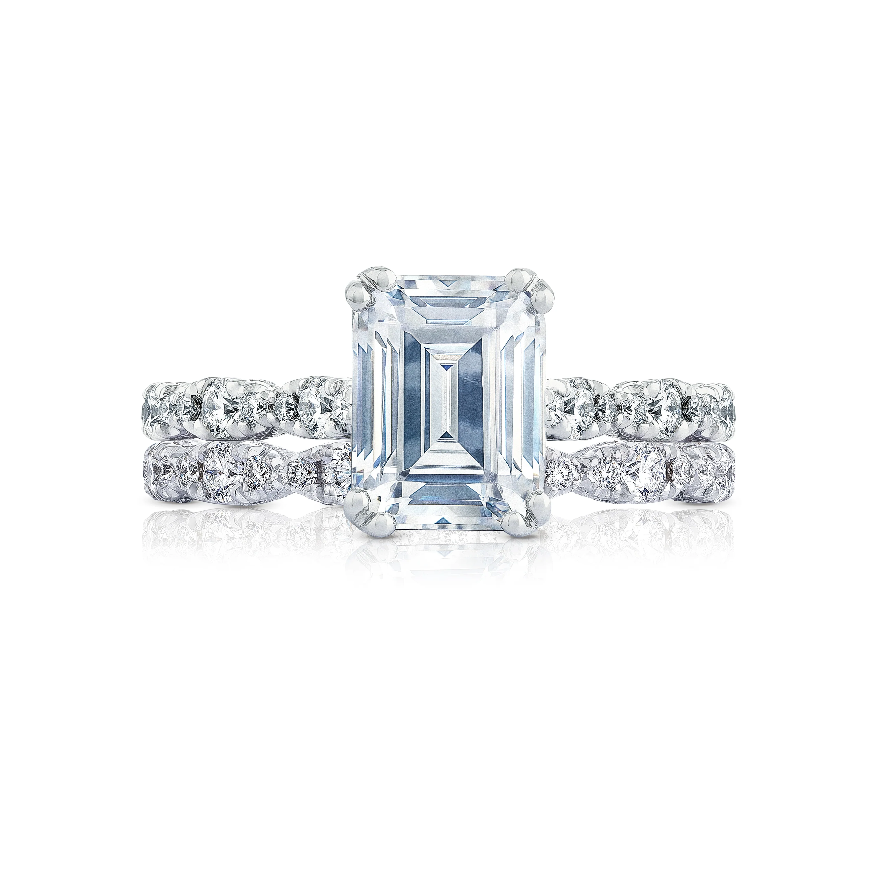 Tacori 18k White Gold Petite Crescent Engagement Ring Setting (0.39 CTW) - Image 3