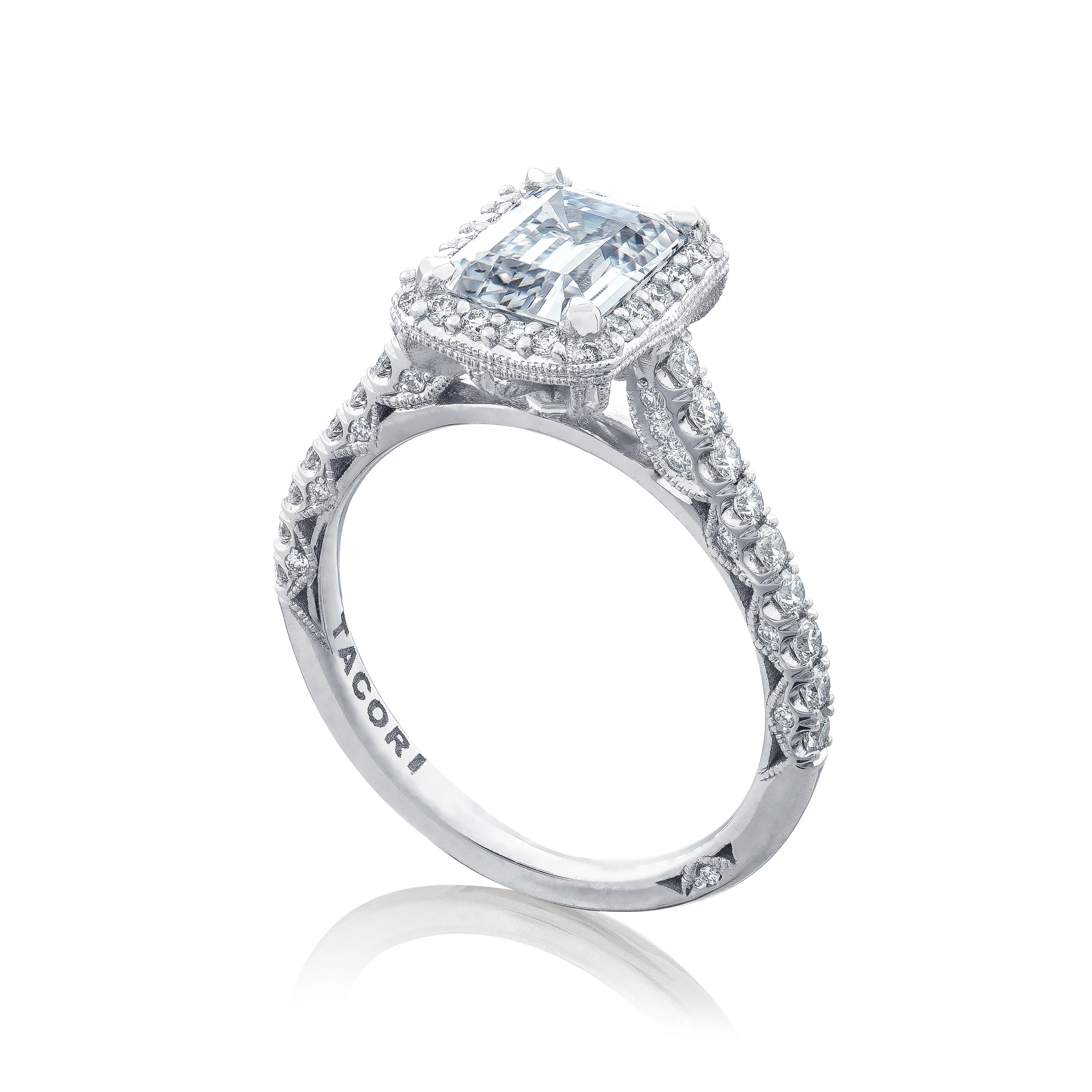 Tacori 18k White Gold Petite Crescent  Engagement Ring Setting (0.55 CTW) - Image 4