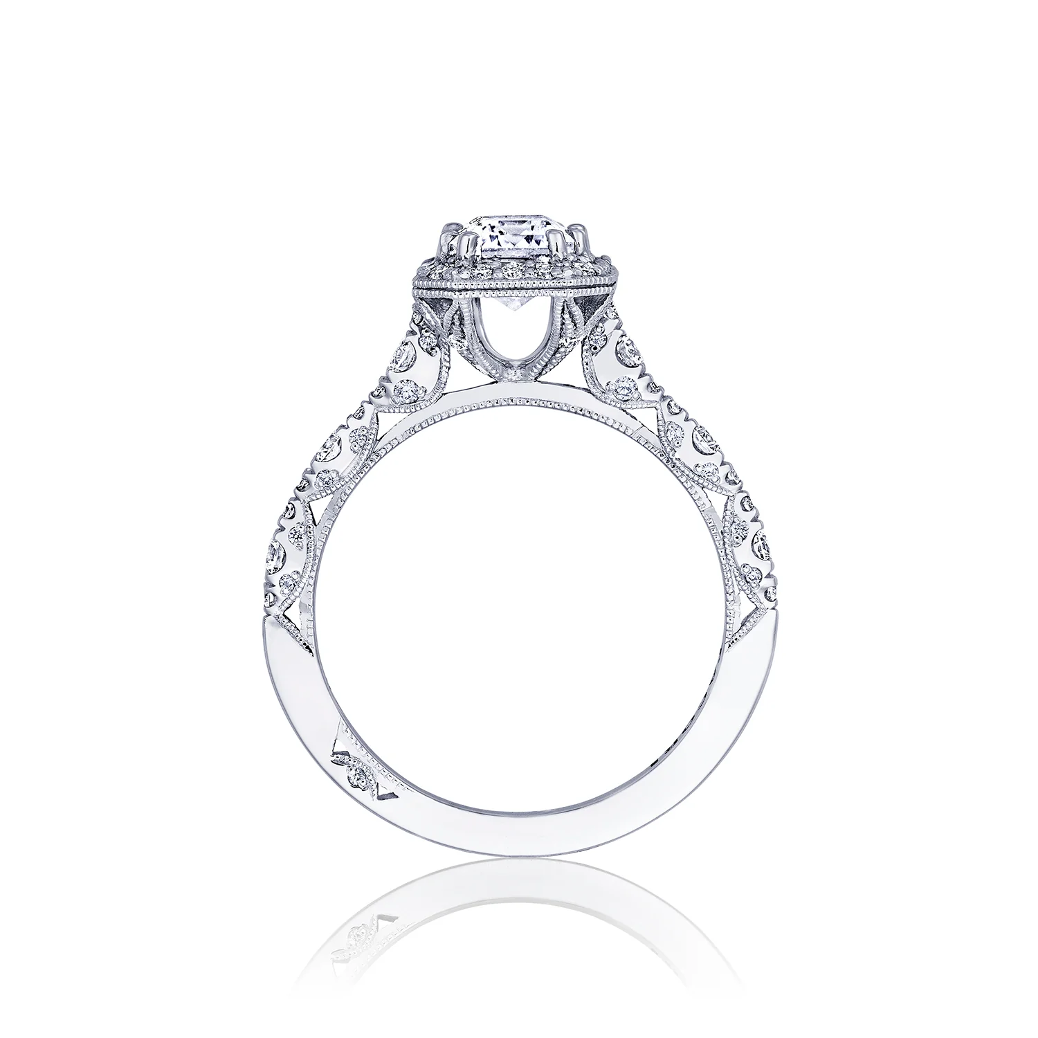 Tacori 18k White Gold Petite Crescent Engagement Ring Setting (0.56 CTW) - Image 2