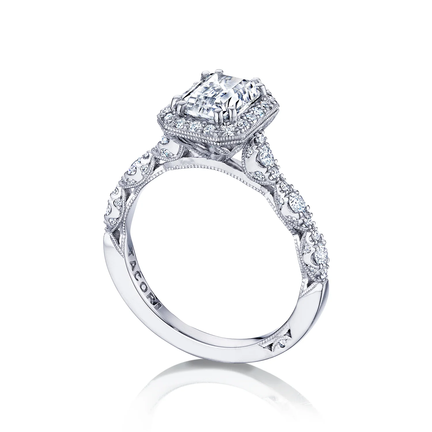 Tacori 18k White Gold Petite Crescent Engagement Ring Setting (0.56 CTW) - Image 3