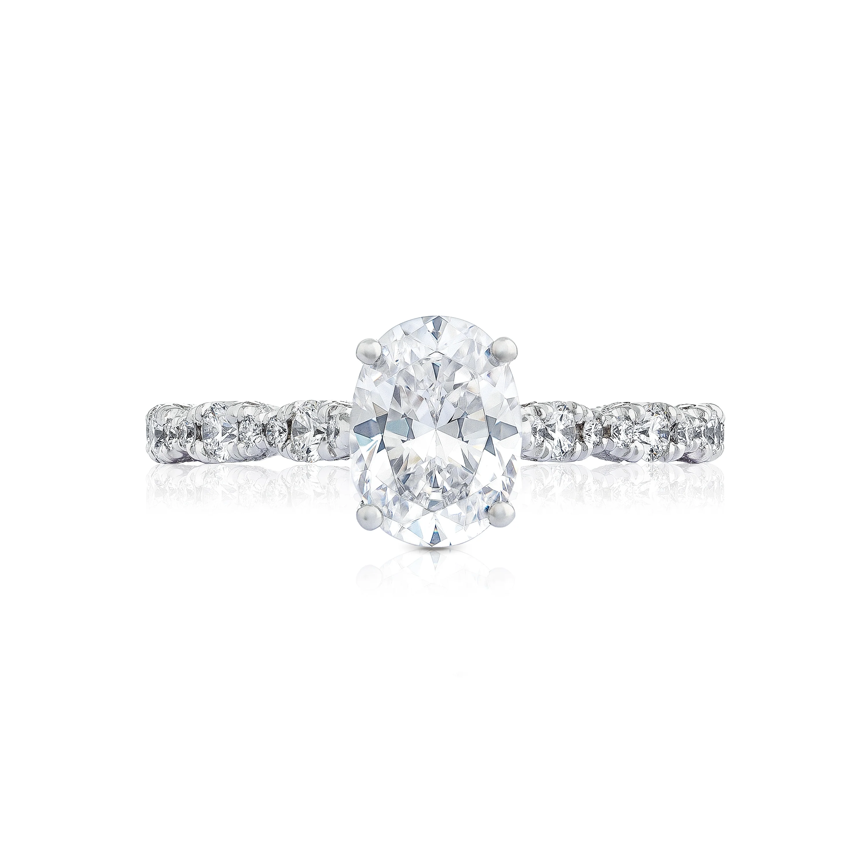 Tacori 18k White Gold Petite Crescent Oval Diamond Engagement Ring Setting  (0.39 CTW)