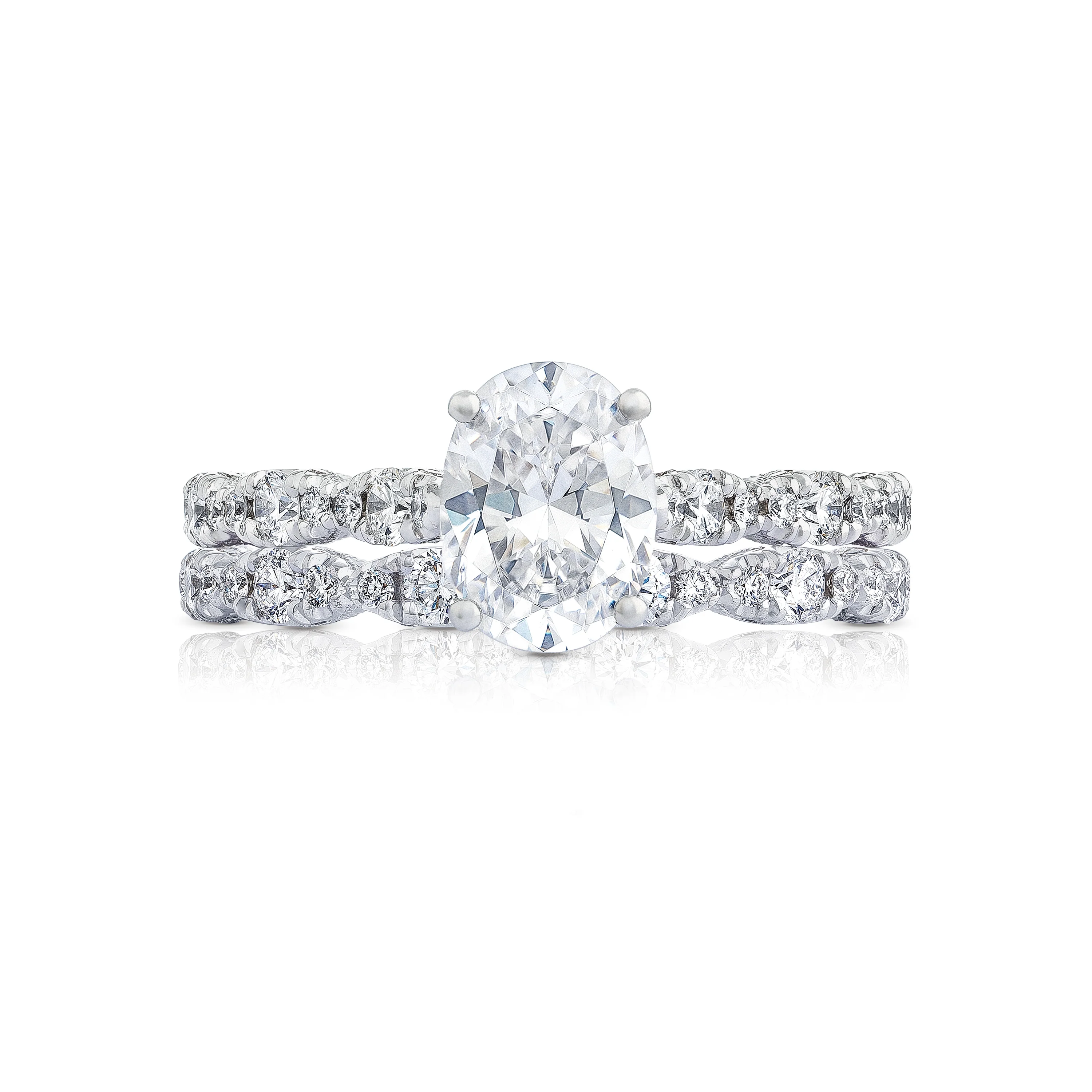 Tacori 18k White Gold Petite Crescent Oval Diamond Engagement Ring Setting  (0.39 CTW) - Image 3