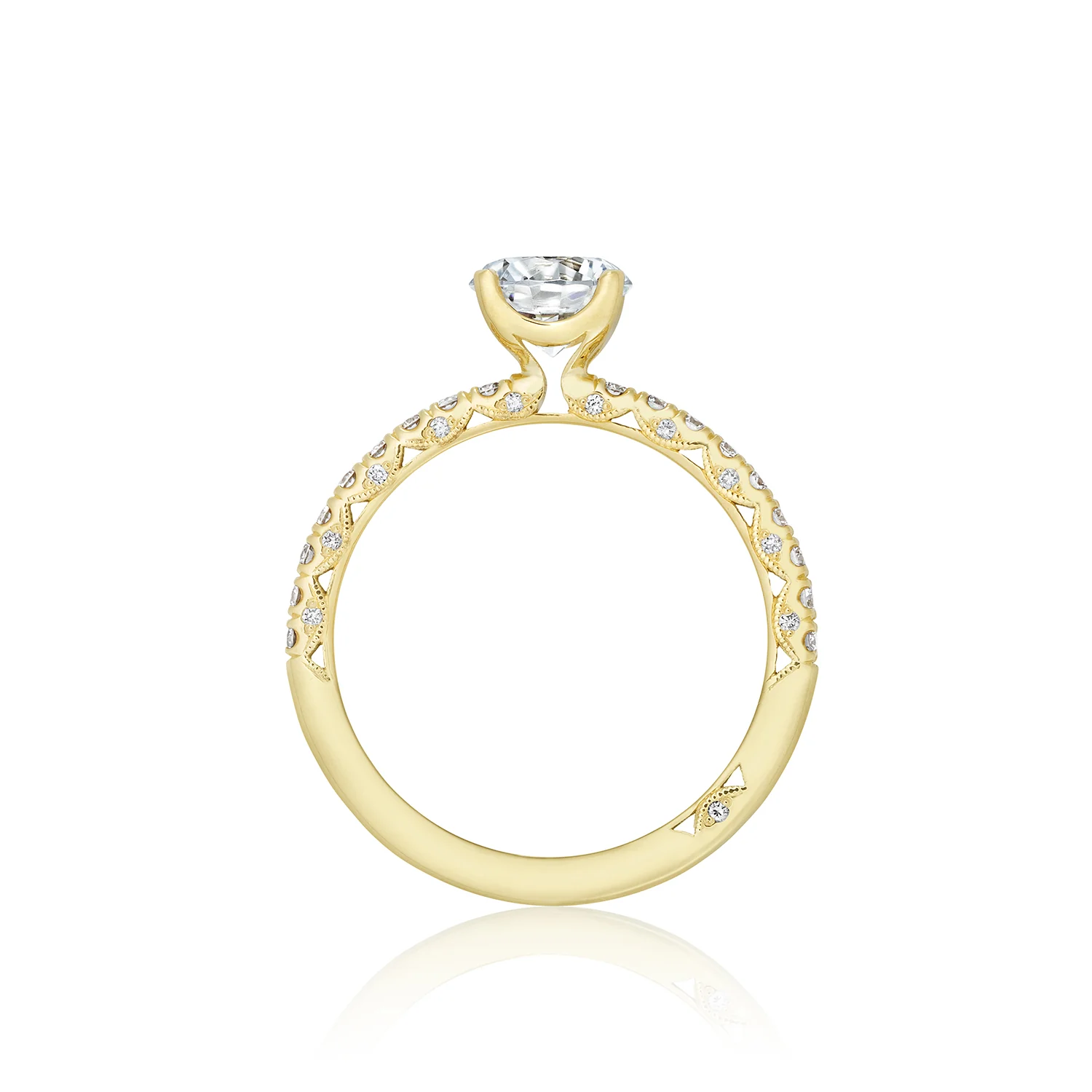 Tacori 18k Yellow Gold Petite Crescent Round Diamond Engagement Ring Setting (0.34 CTW) - Image 4