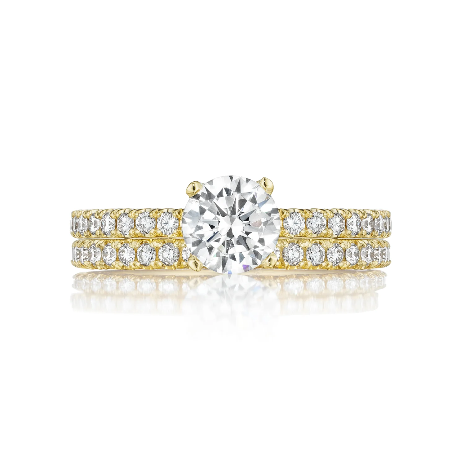 Tacori 18k Yellow Gold Petite Crescent Round Diamond Engagement Ring Setting (0.34 CTW) - Image 6