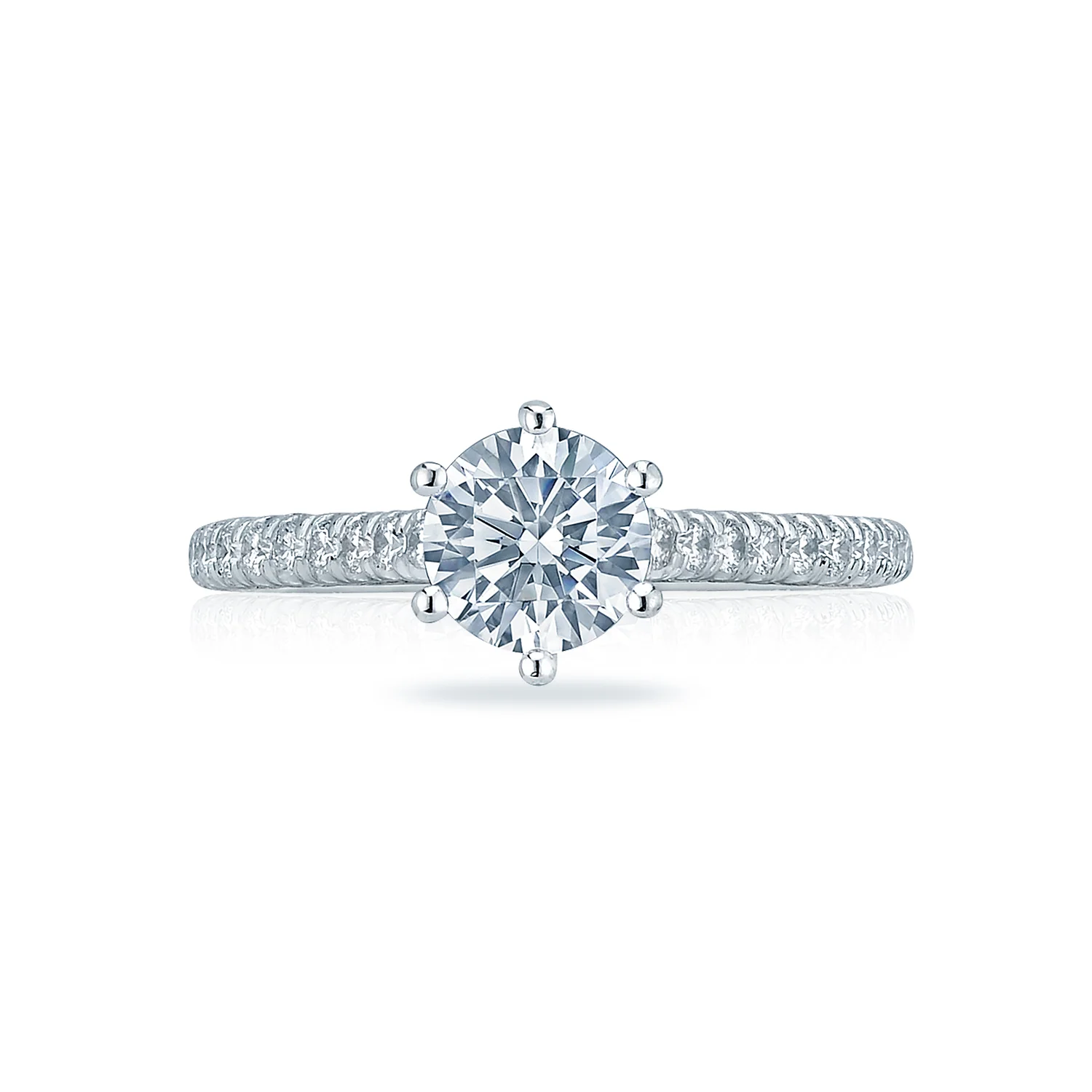 Tacori 18k White Gold Petite Crescent Round Diamond Engagement Ring Setting (0.43 CTW)