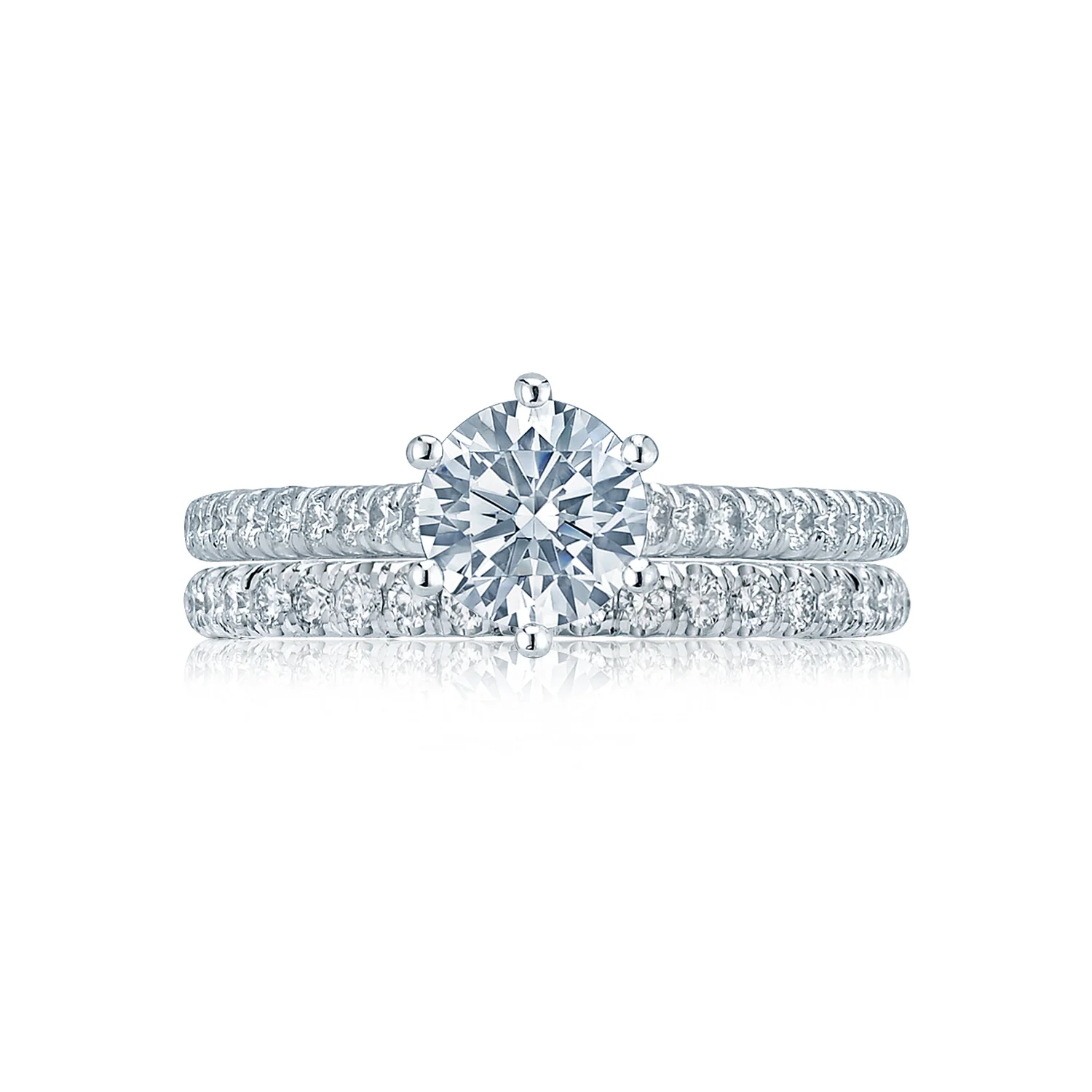 Tacori 18k White Gold Petite Crescent Round Diamond Engagement Ring Setting (0.43 CTW) - Image 3