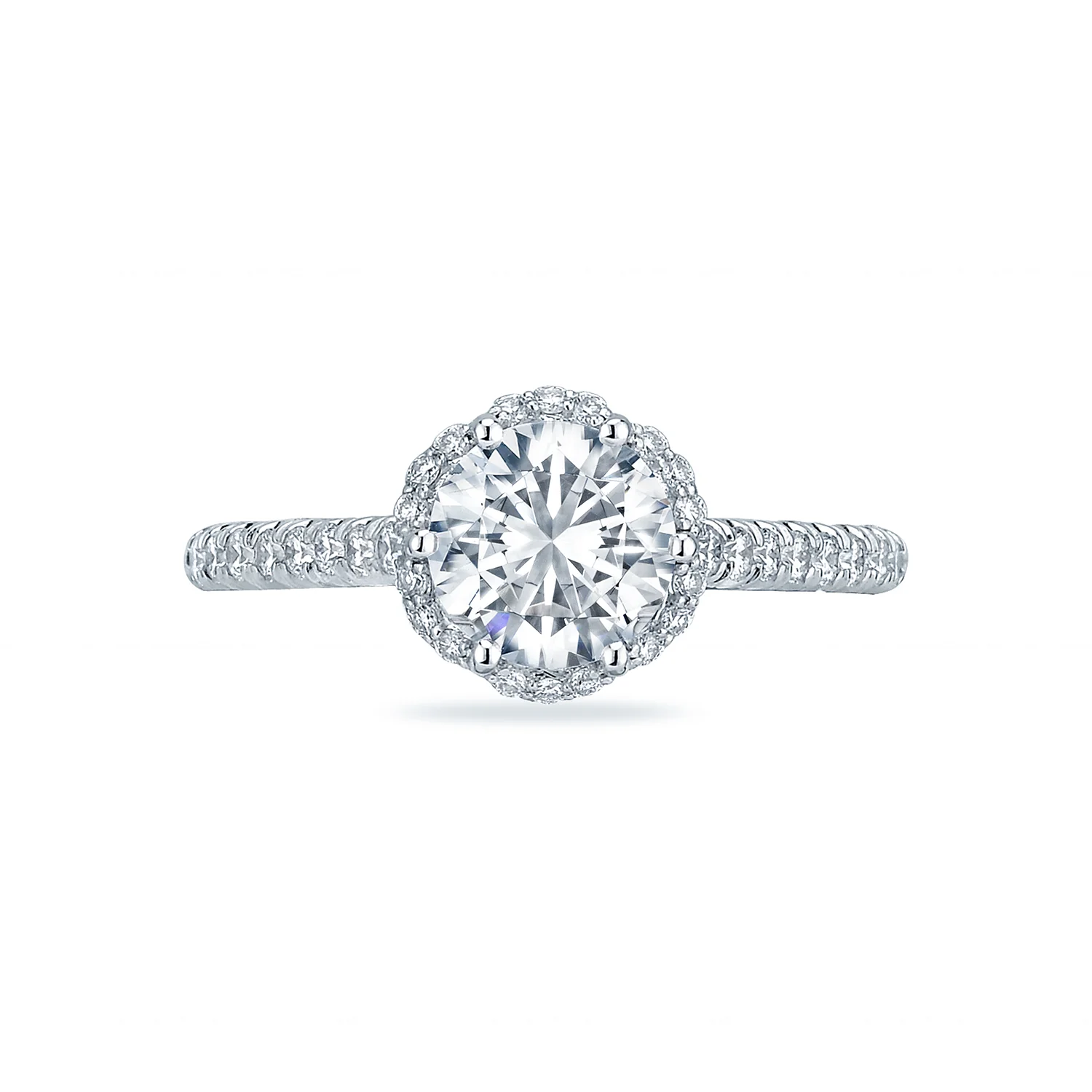 Tacori 18k White Gold Petite Crescent Round Diamond Engagement Ring Setting  (0.5 CTW)