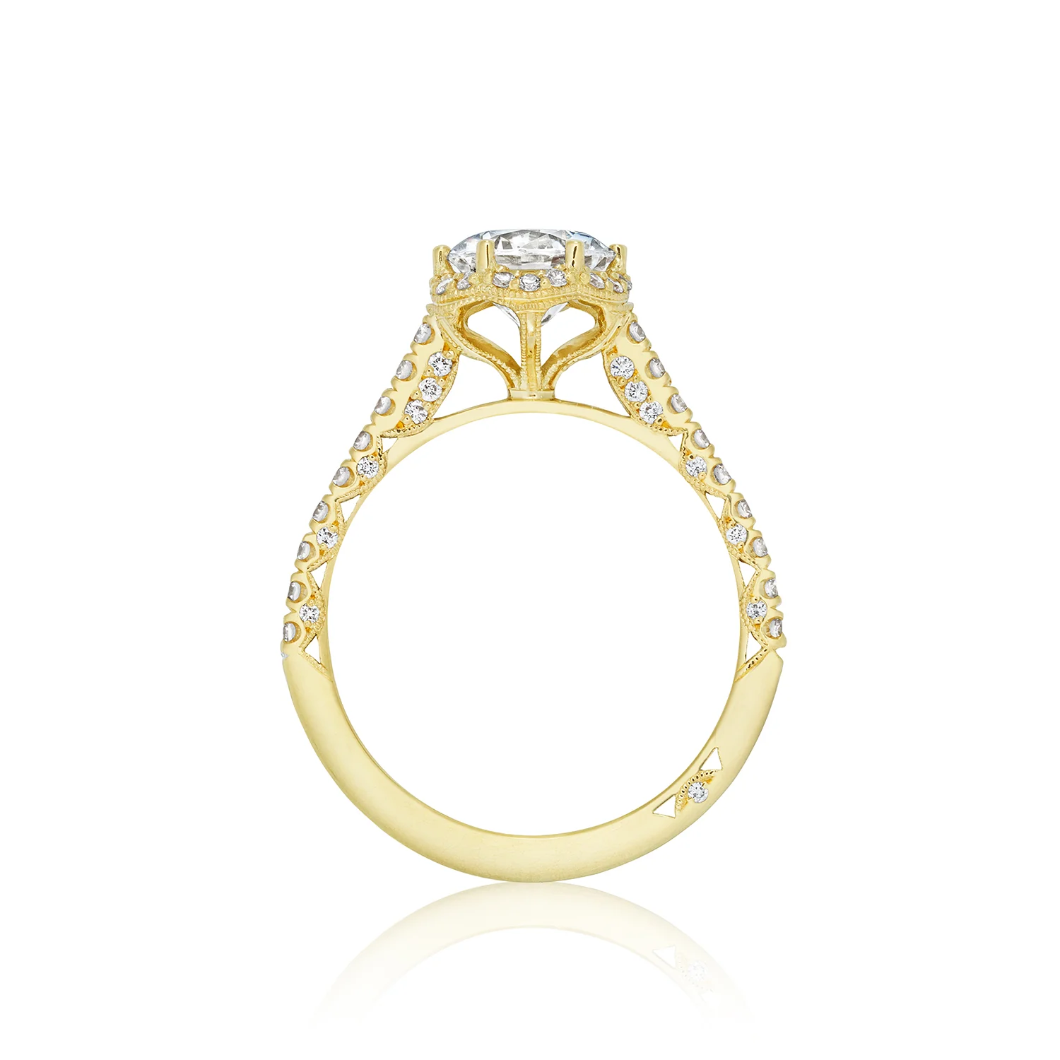 Tacori 18k Yellow Gold Petite Crescent Round Diamond Engagement Ring Setting  (0.5 CTW) - Image 3