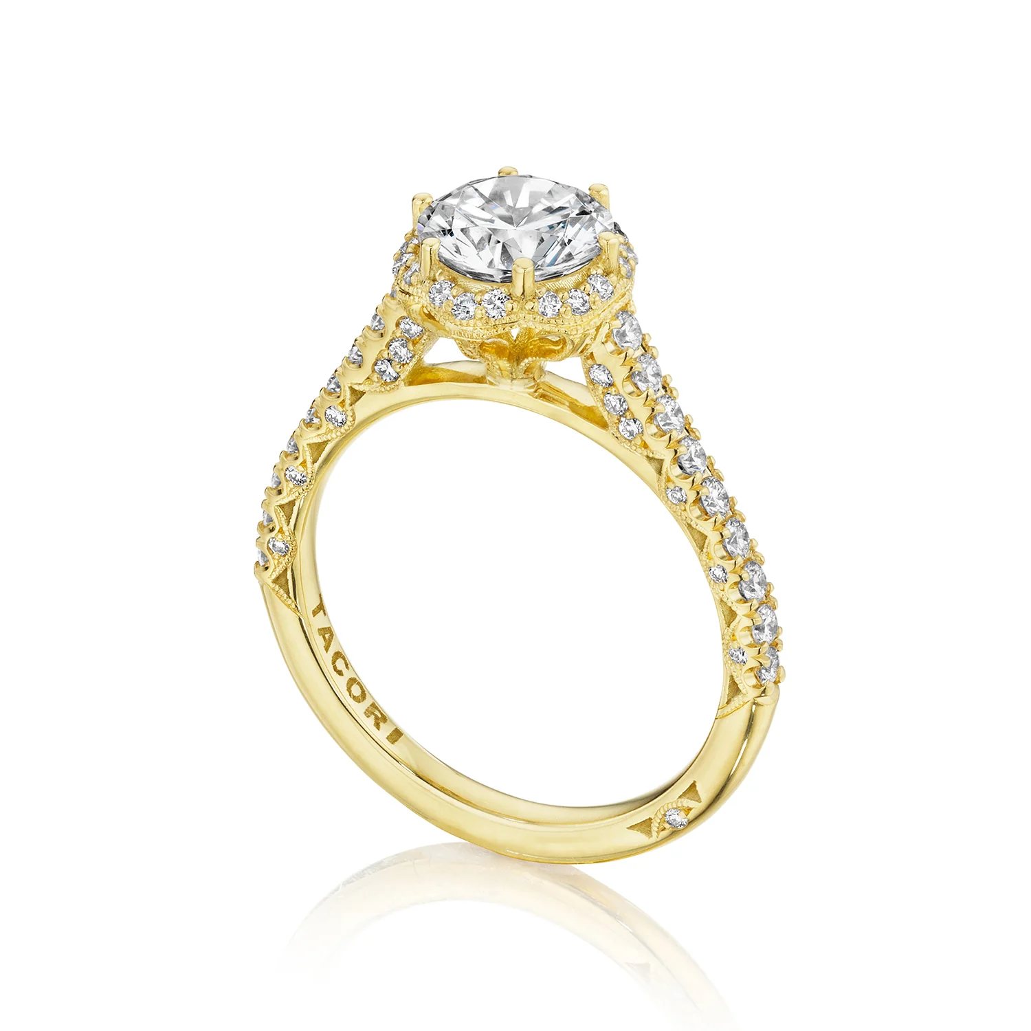 Tacori 18k Yellow Gold Petite Crescent Round Diamond Engagement Ring Setting  (0.5 CTW) - Image 8
