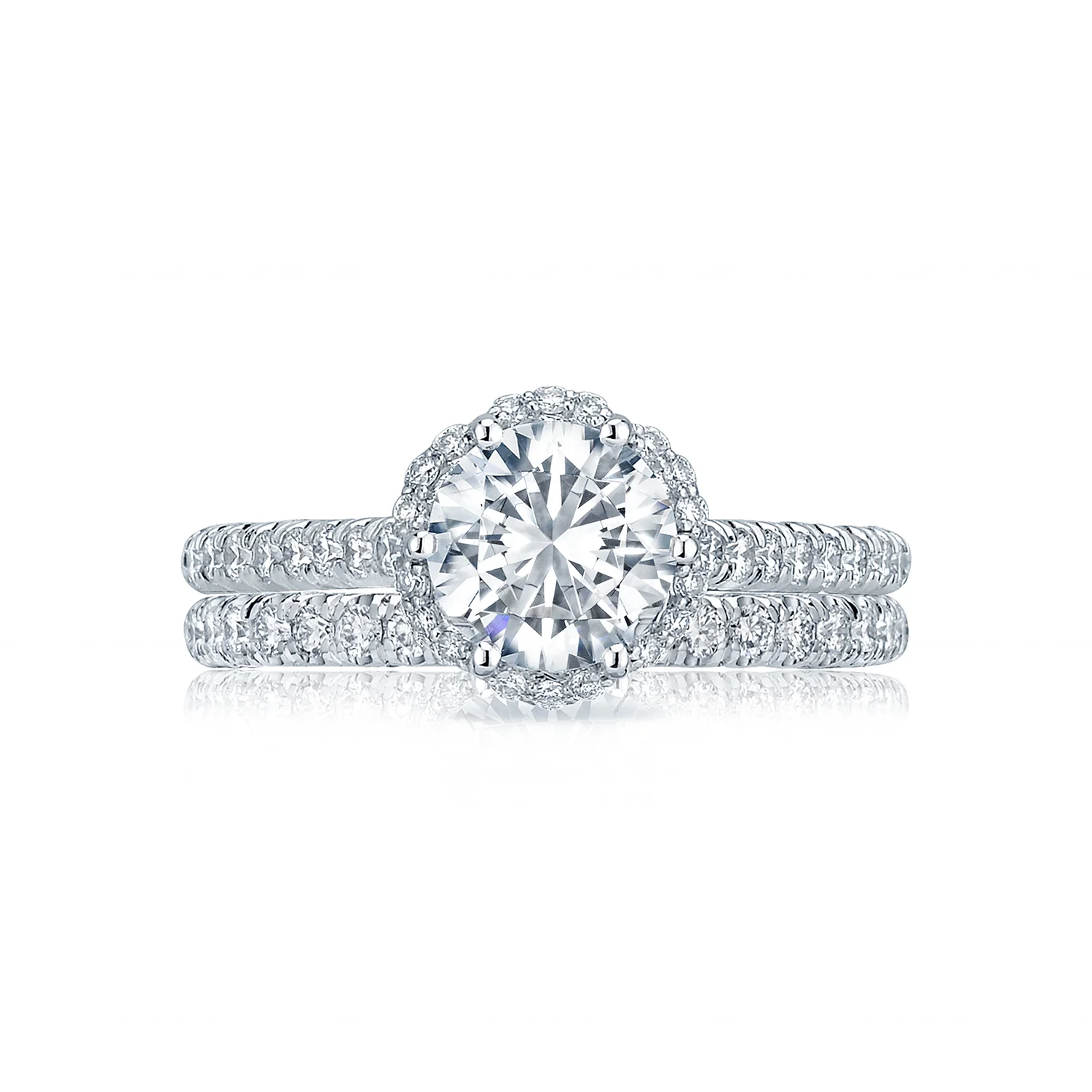 Tacori 18k White Gold Petite Crescent Round Diamond Engagement Ring Setting  (0.5 CTW) - Image 3