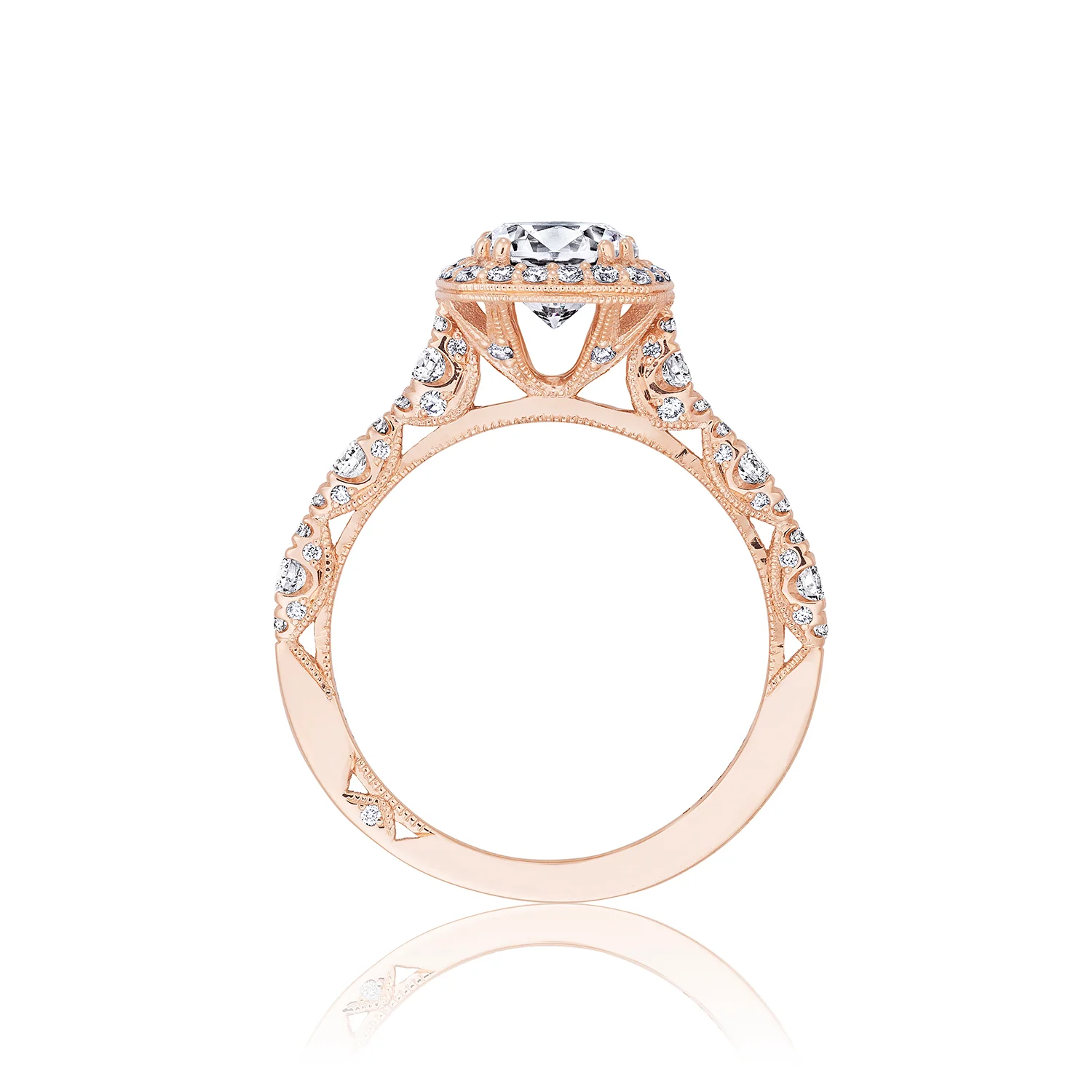 Tacori 18k Pink Gold Petite Crescent Round Diamond Engagement Ring Setting (0.55 CTW) - Image 2