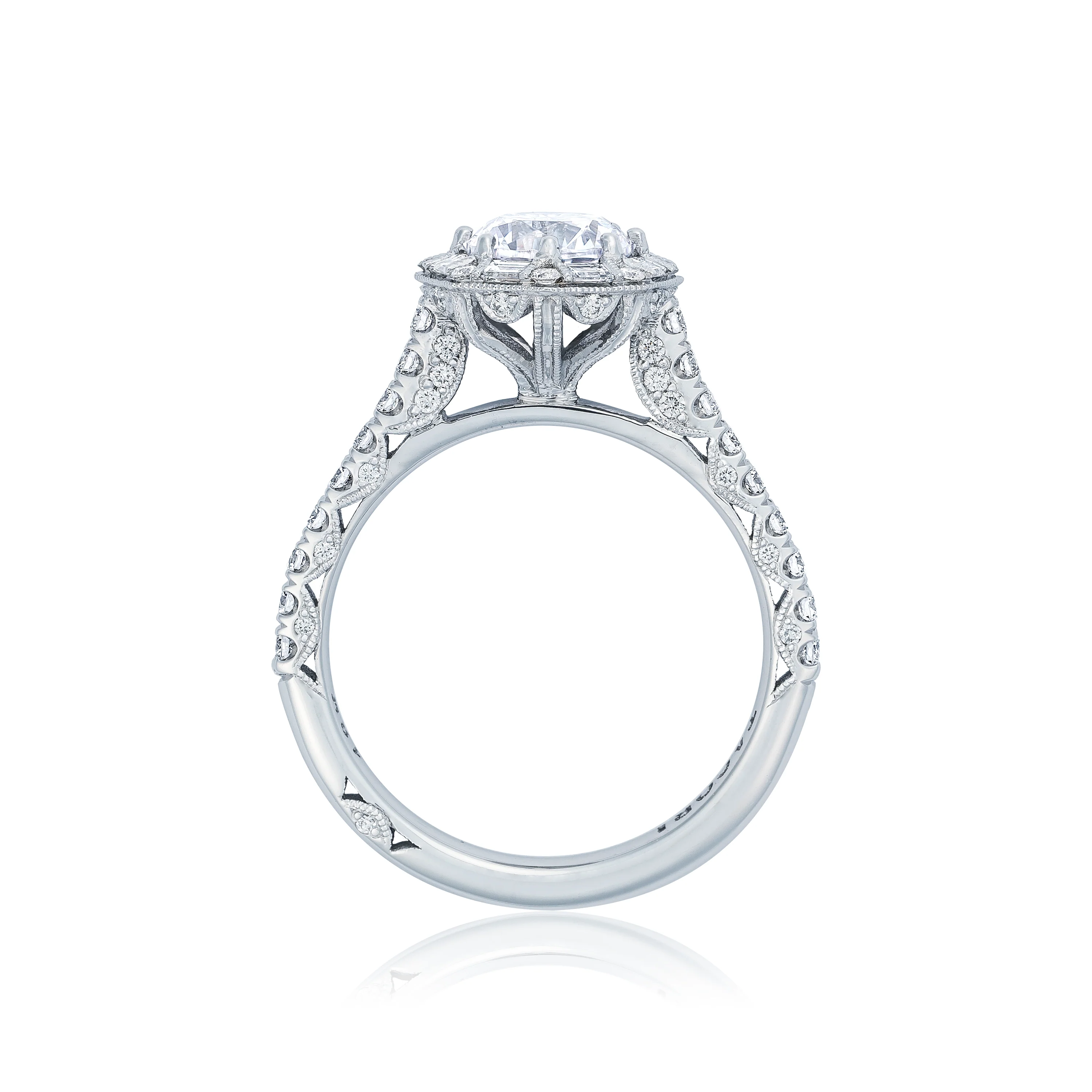 Tacori 18k White Gold Petite Crescent Round Diamond Engagement Ring Setting (0.71 CTW) - Image 2