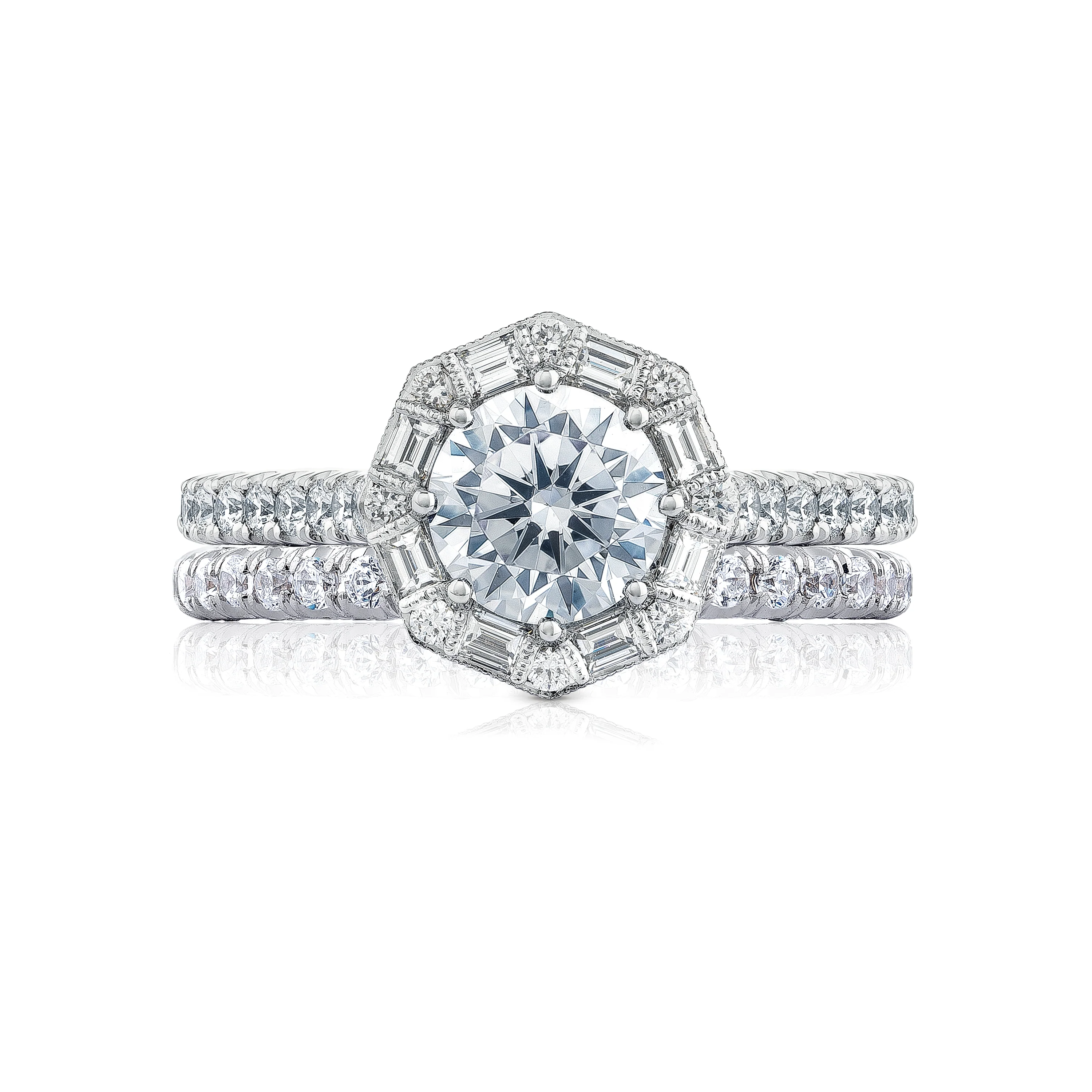 Tacori 18k White Gold Petite Crescent Round Diamond Engagement Ring Setting (0.71 CTW) - Image 3