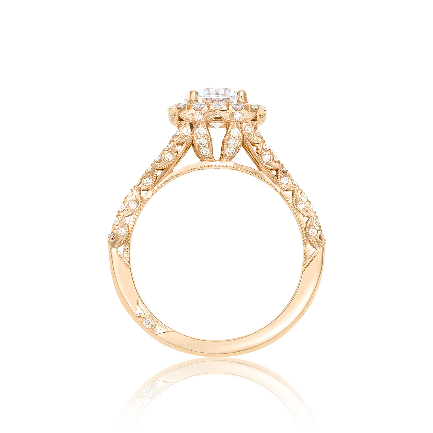 Tacori 18k Rose Gold Petite Crescent Round Diamond Engagement Ring Setting (0.71 CTW) - Image 2