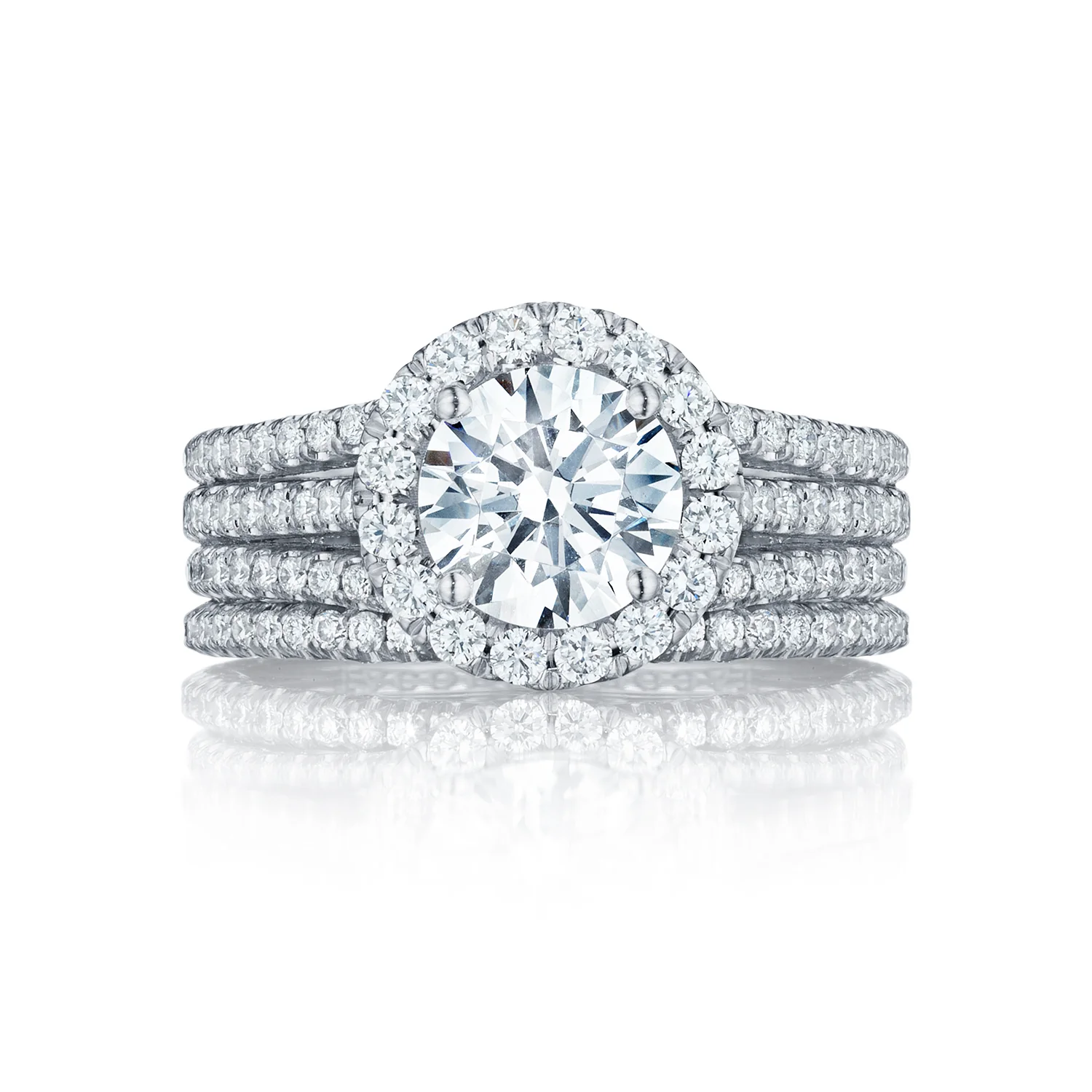 Tacori 18k White Gold Petite Crescent Round Diamond Engagement Ring Setting (0.9 CTW) - Image 3