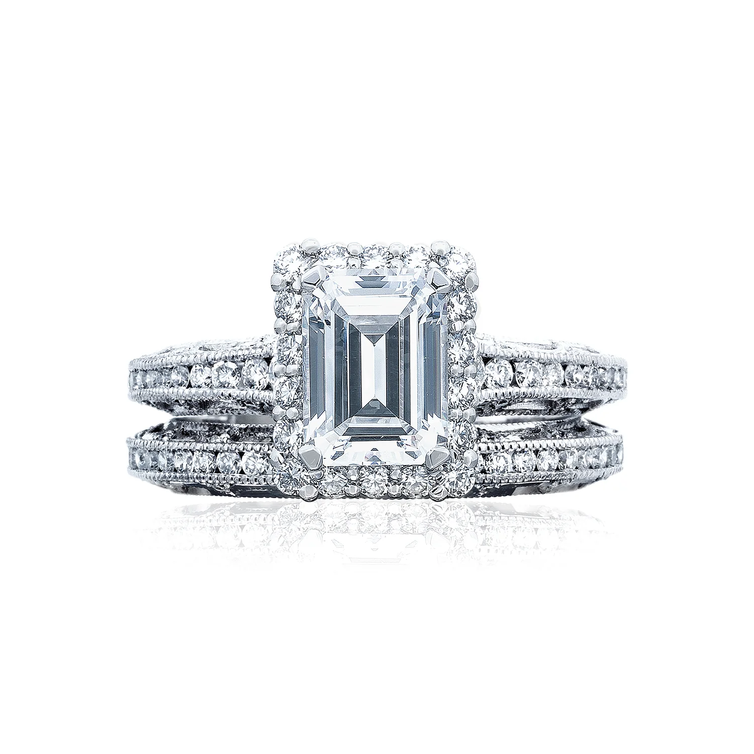 Tacori 18k White Gold White Gold Reverse Crescent  Engagement Ring Setting  (0.51 CTW) - Image 4