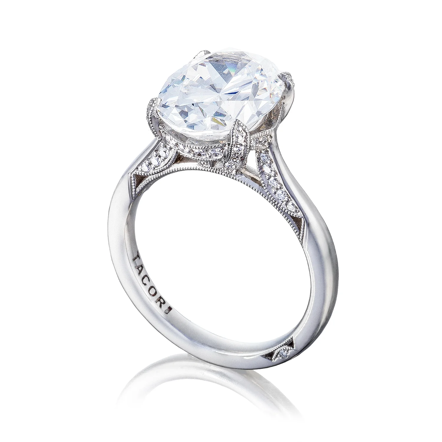 Tacori Platinum RoyalT Oval Diamond Engagement Ring Setting (0.22 CTW) - Image 3