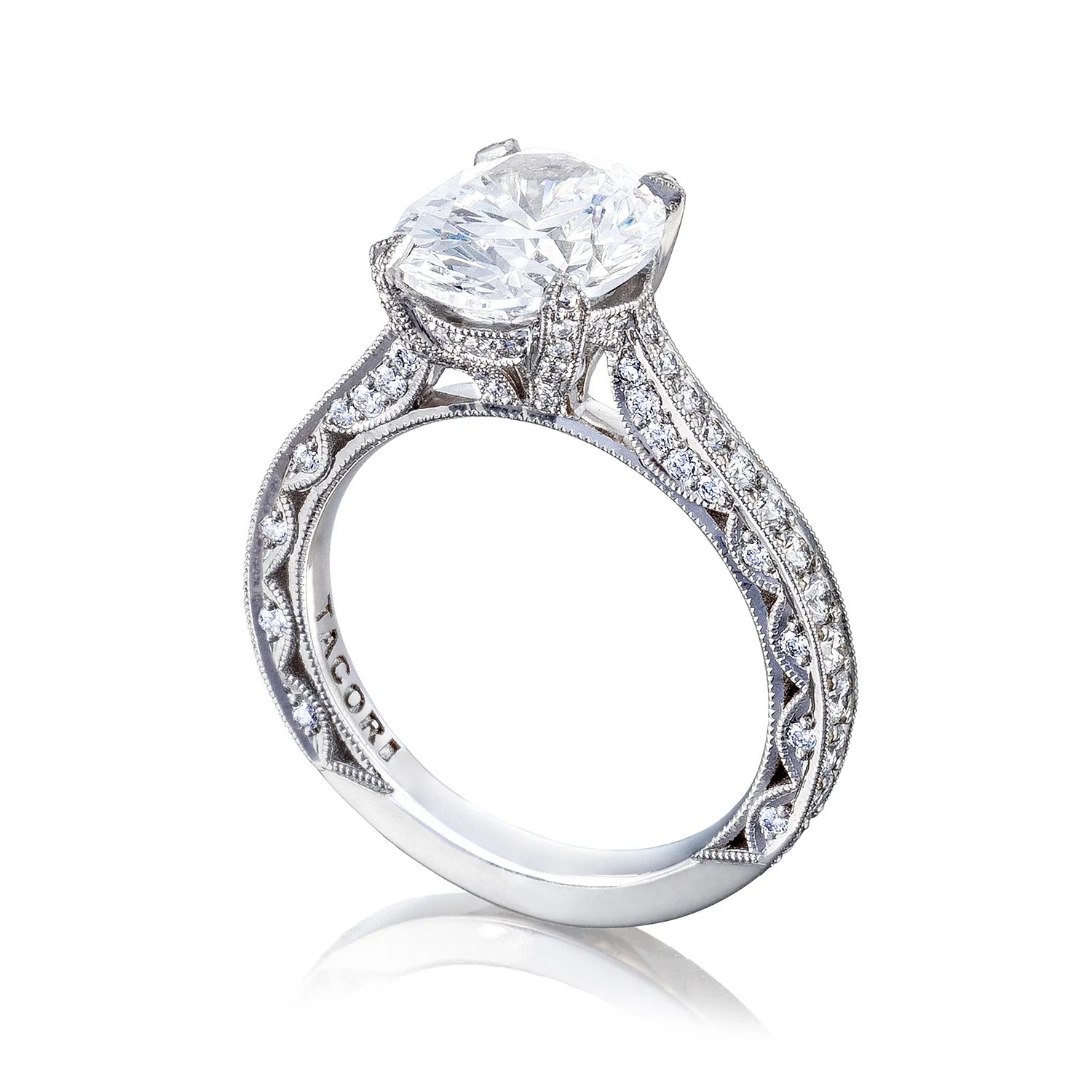 Tacori Platinum RoyalT Oval Diamond Engagement Ring Setting  (0.75 CTW) - Image 3