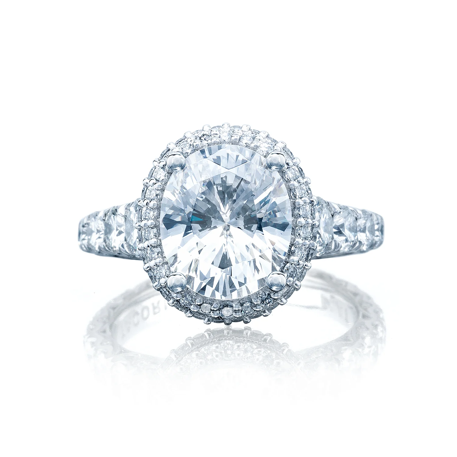 Tacori Platinum RoyalT Oval Diamond Engagement Ring Setting (1.96 CTW)