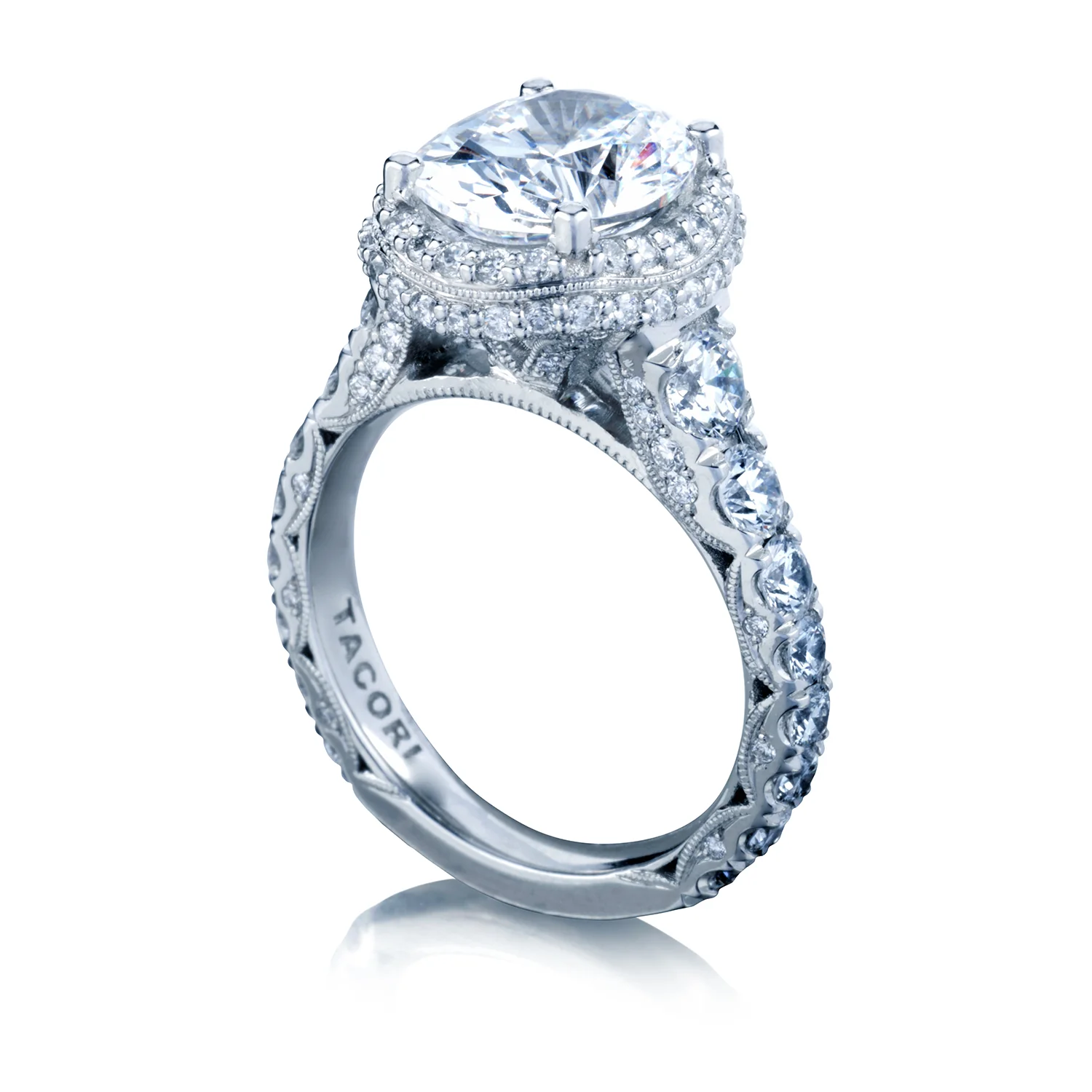 Tacori Platinum RoyalT Oval Diamond Engagement Ring Setting (1.96 CTW) - Image 4