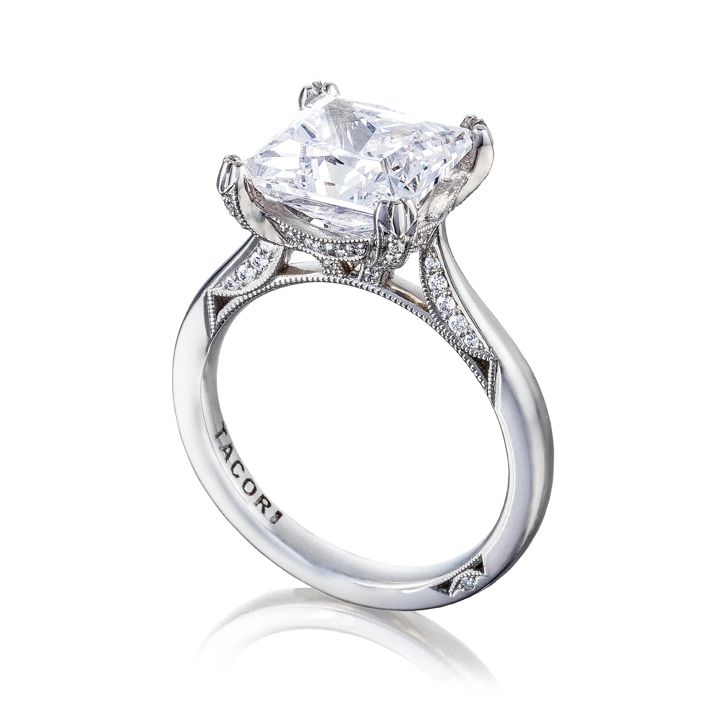 Tacori Platinum RoyalT Princess Diamond Engagement Ring Setting  (0.22 CTW) - Image 3