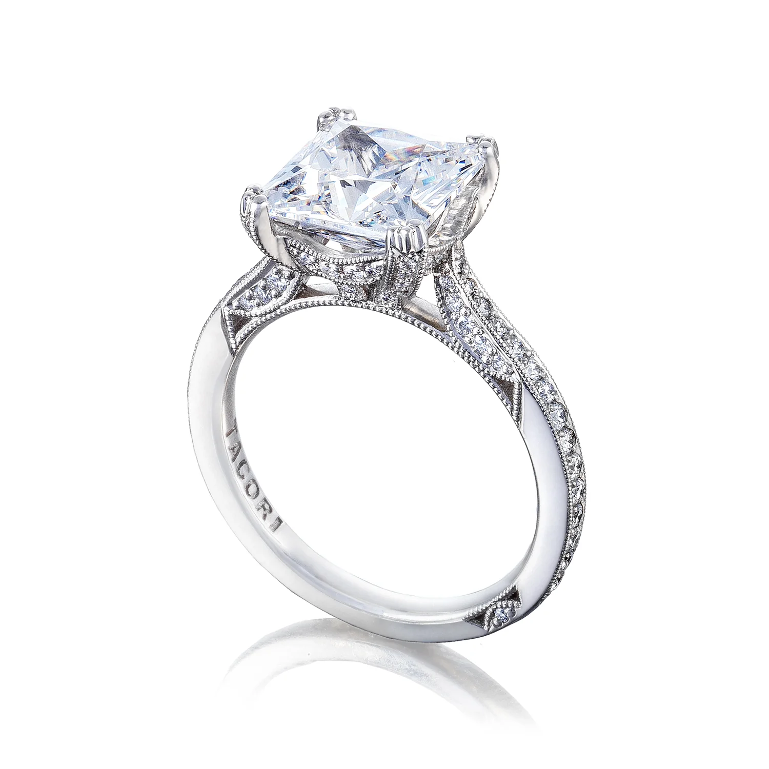 Tacori Platinum RoyalT Princess Diamond Engagement Ring Setting  (0.47 CTW) - Image 3