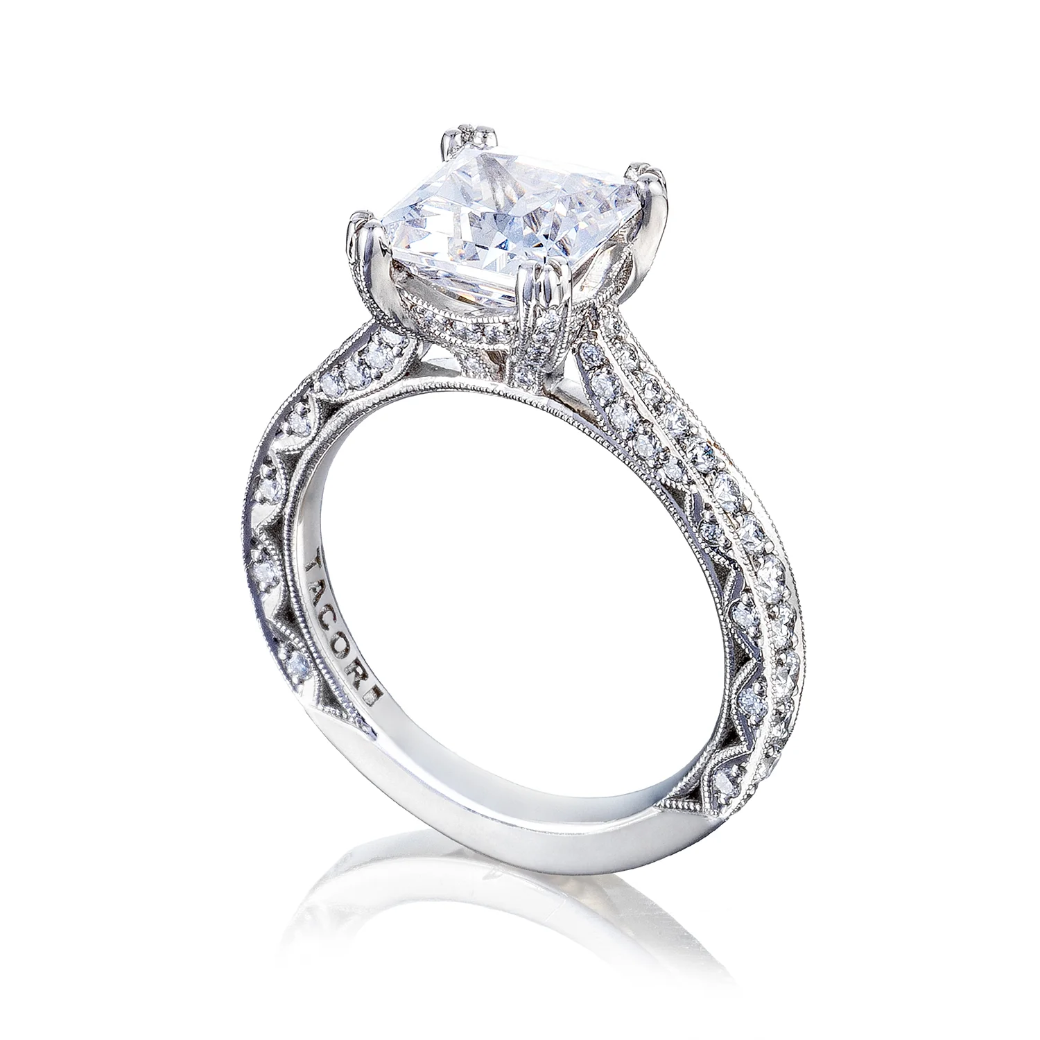Tacori Platinum RoyalT Princess Diamond Engagement Ring Setting  (0.73 CTW) - Image 3