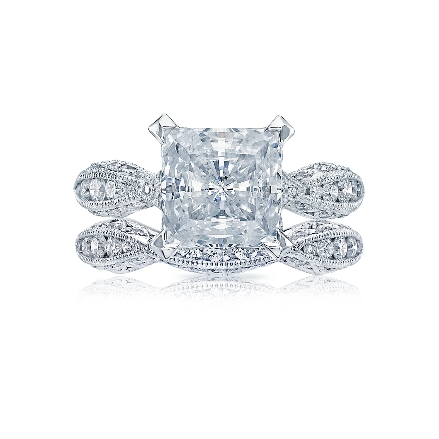 Tacori Platinum RoyalT Princess Diamond Engagement Ring Setting (0.85 CTW) - Image 3
