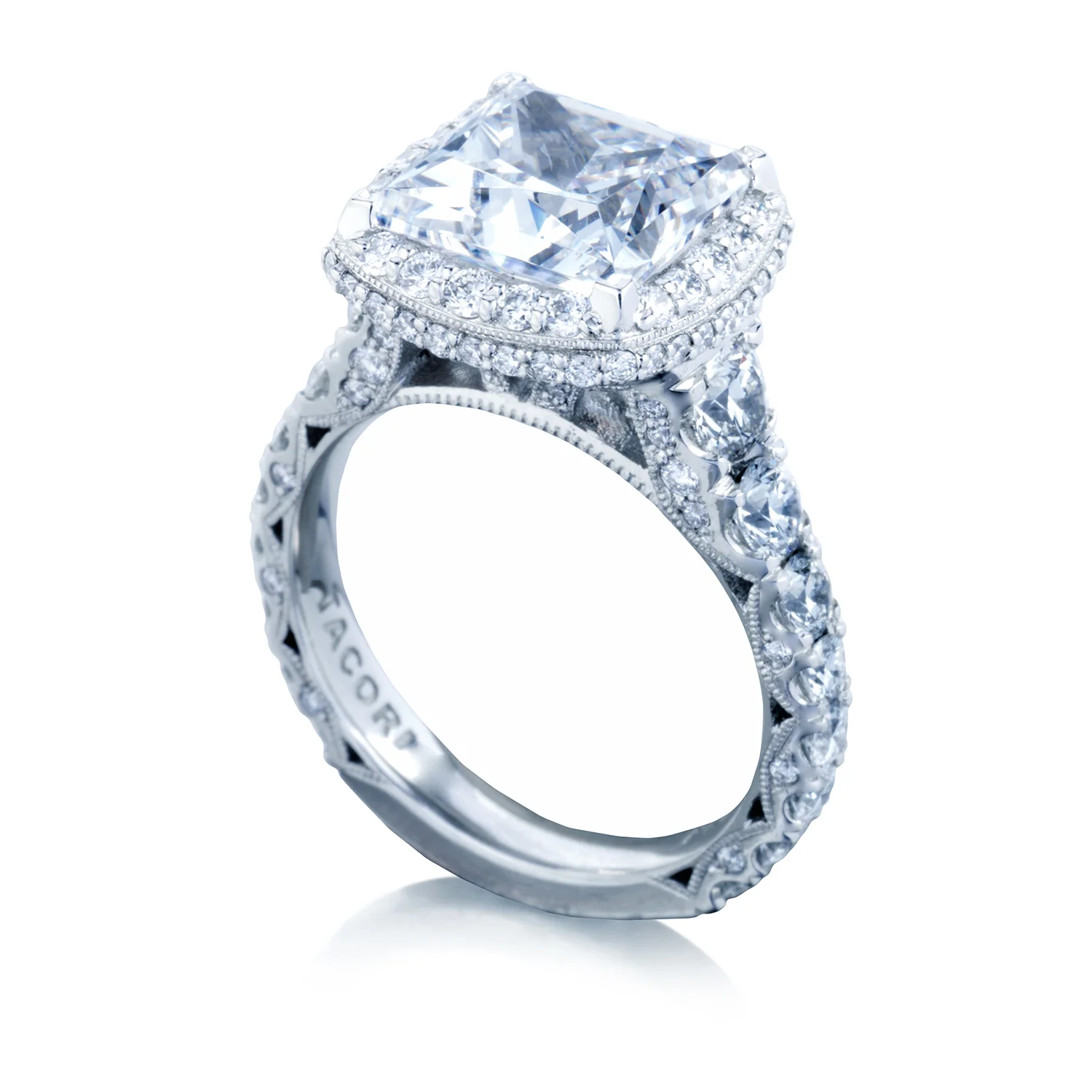 Tacori Platinum RoyalT Princess Diamond Engagement Ring Setting  (2.06 CTW) - Image 4