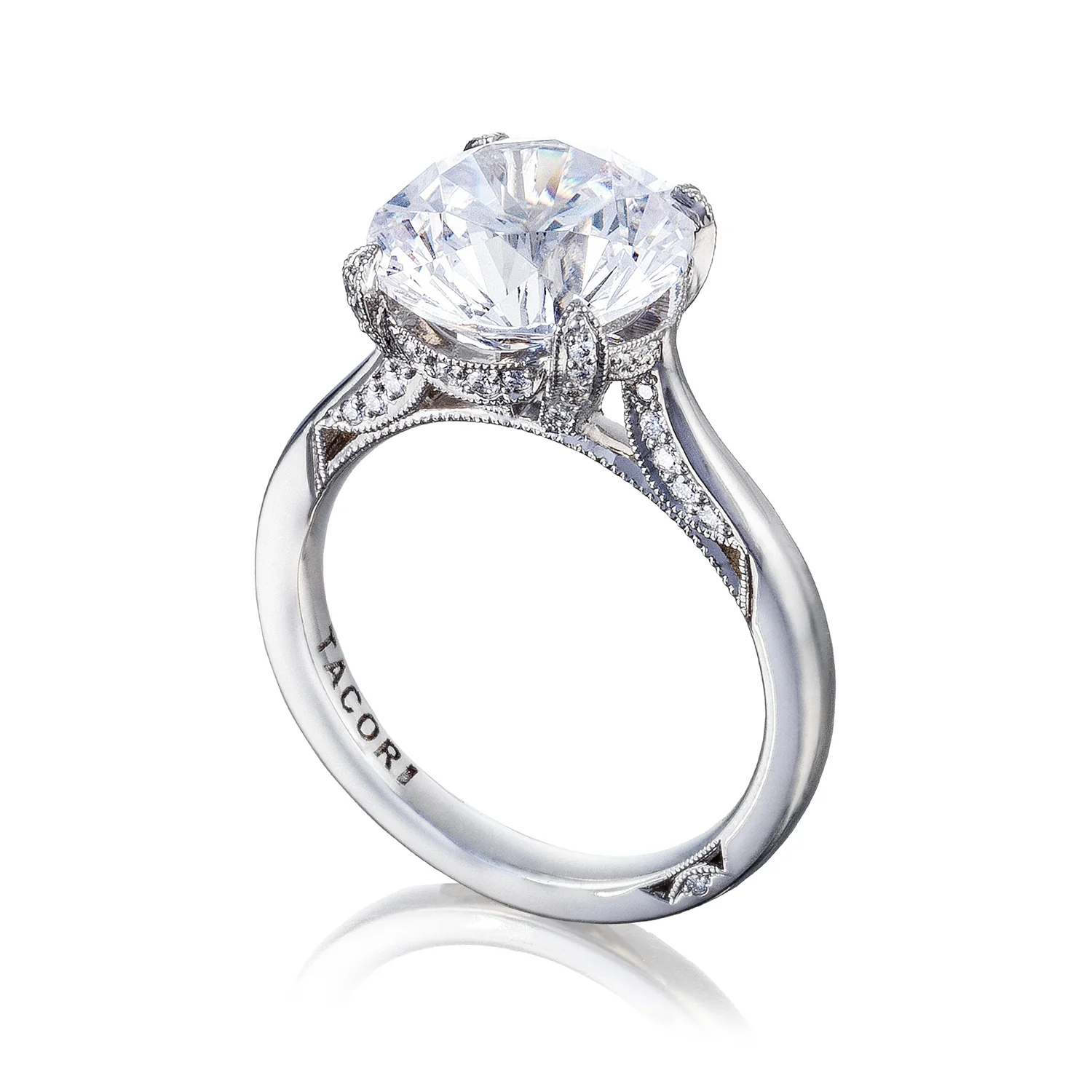 Tacori Platinum RoyalT Round Diamond Engagement Ring Setting  (0.22 CTW) - Image 3