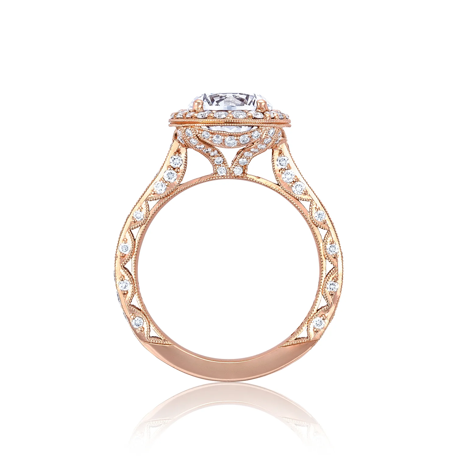 Tacori 18k Rose Gold RoyalT Round Diamond Engagement Ring Setting (0.98 CTW) - Image 2