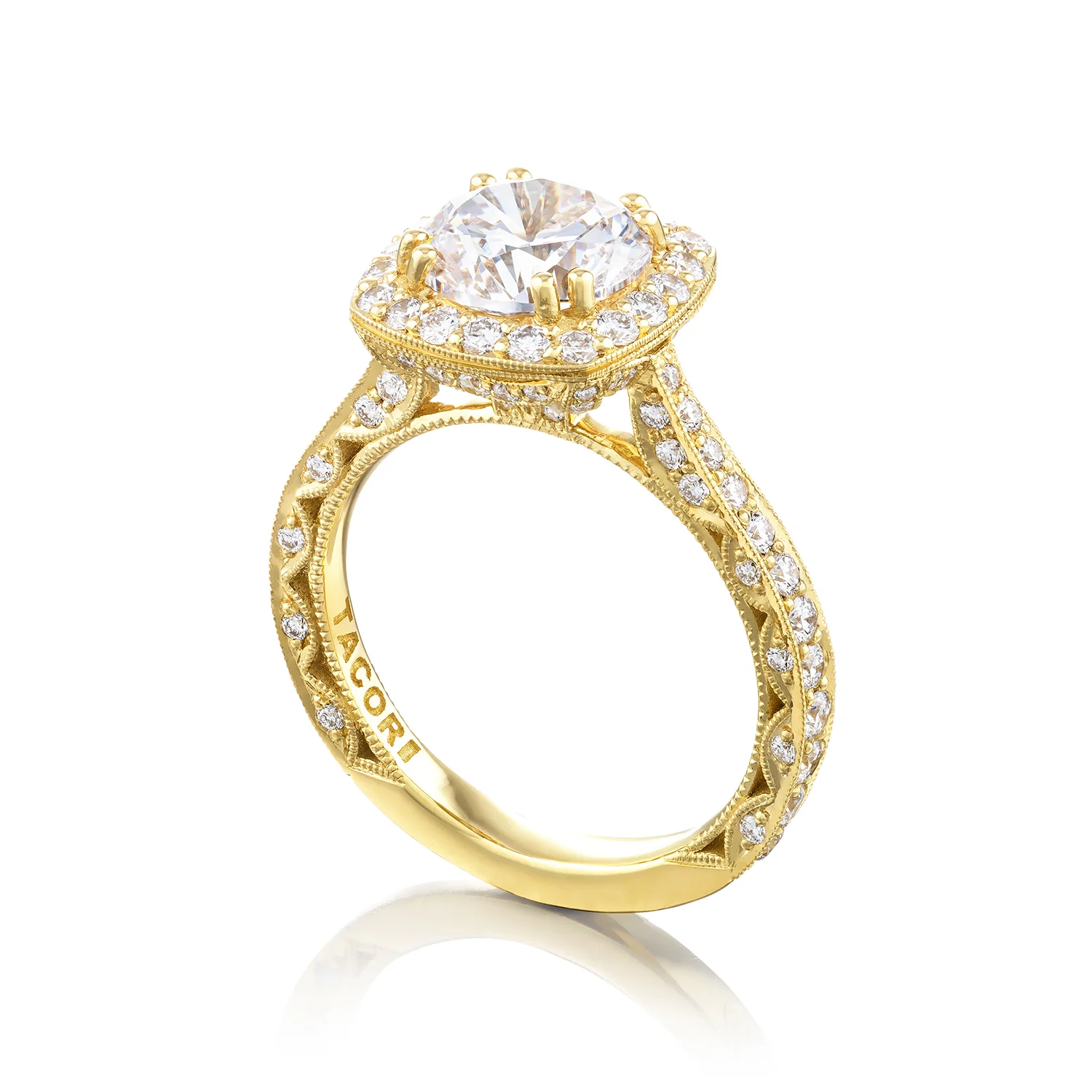 Tacori 18k Yellow Gold RoyalT Round Diamond Engagement Ring Setting (1.01 CTW) - Image 4