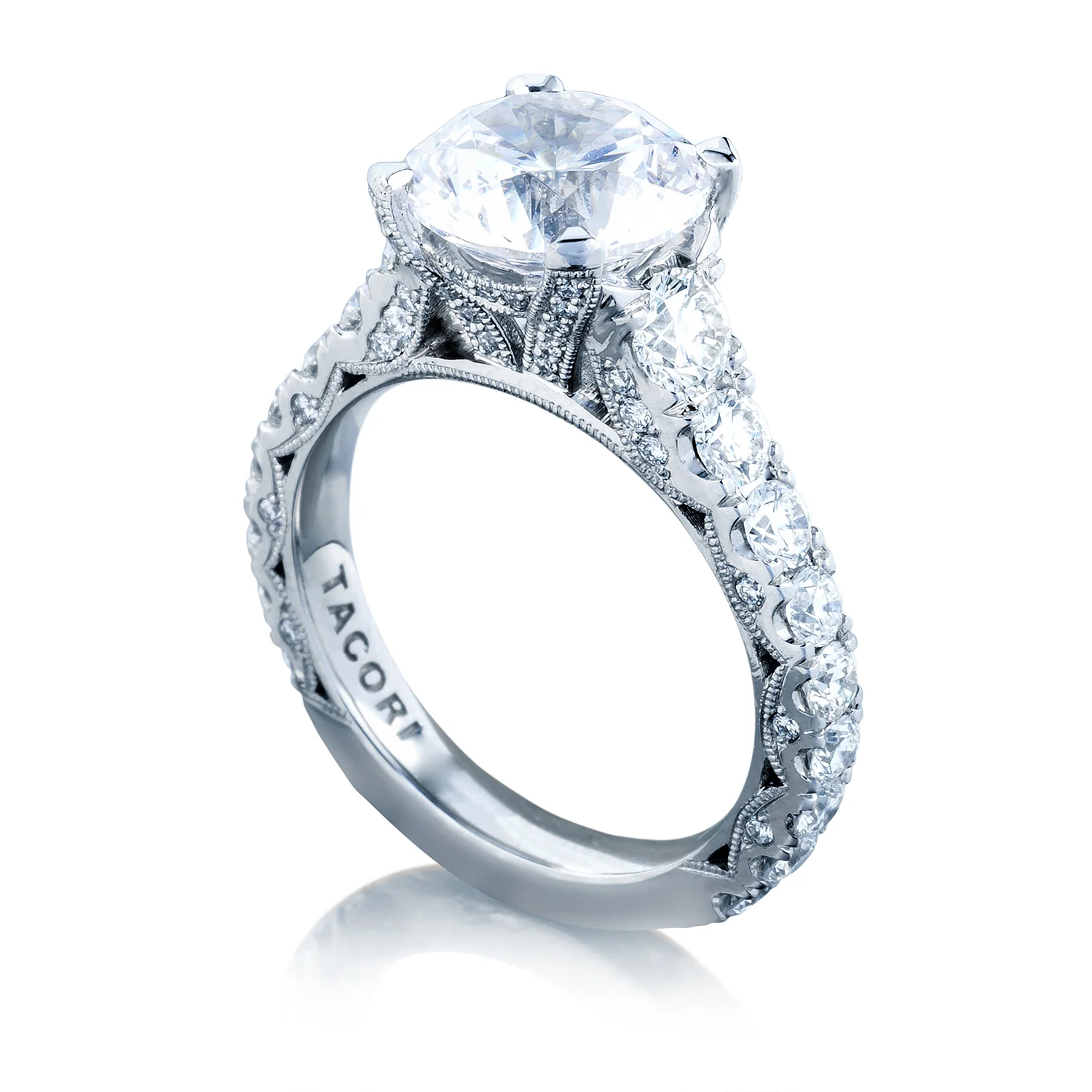Tacori Platinum RoyalT Round Diamond Engagement Ring Setting (1.65 CTW) - Image 4