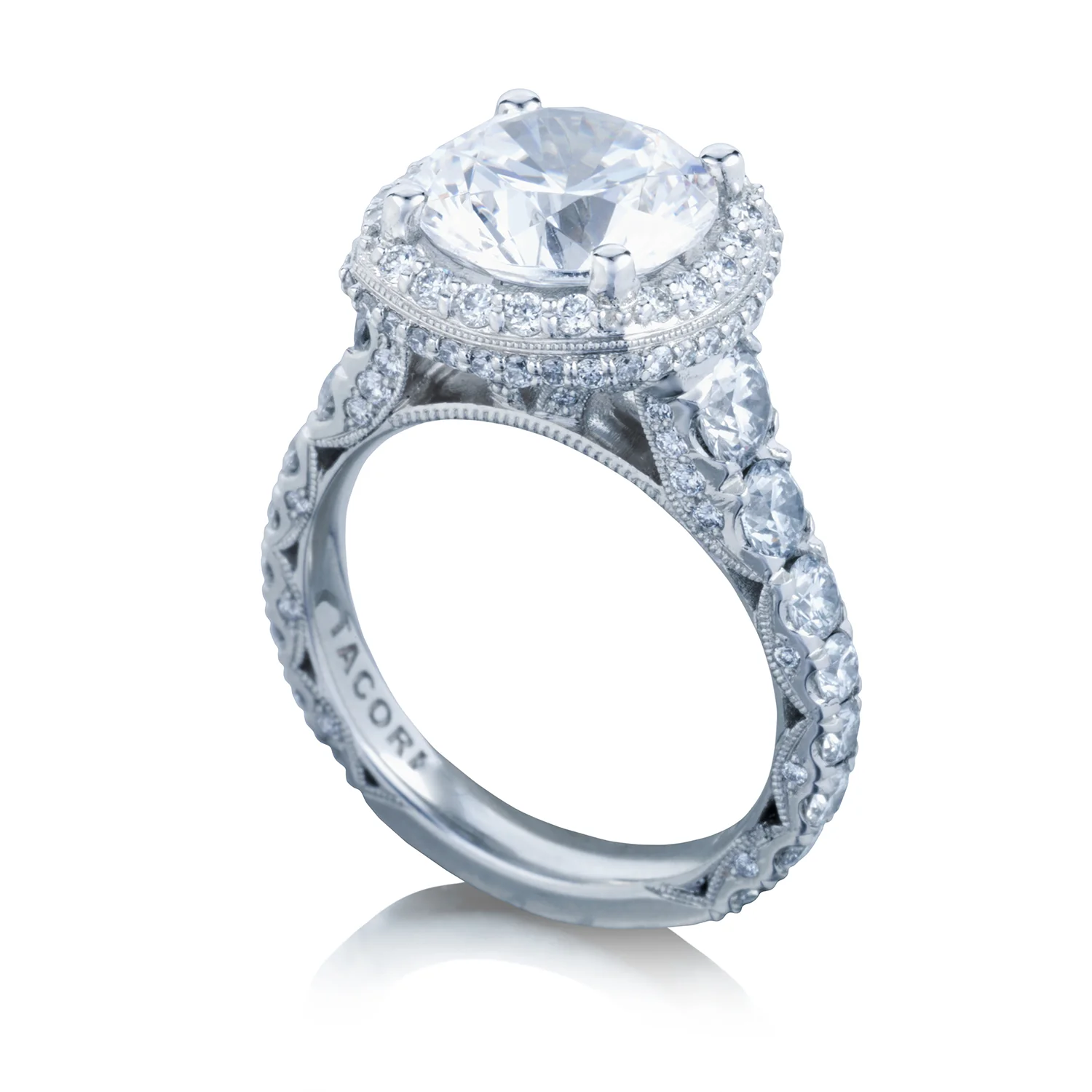 Tacori Platinum RoyalT Round Diamond Engagement Ring Setting  (2.01 CTW) - Image 4