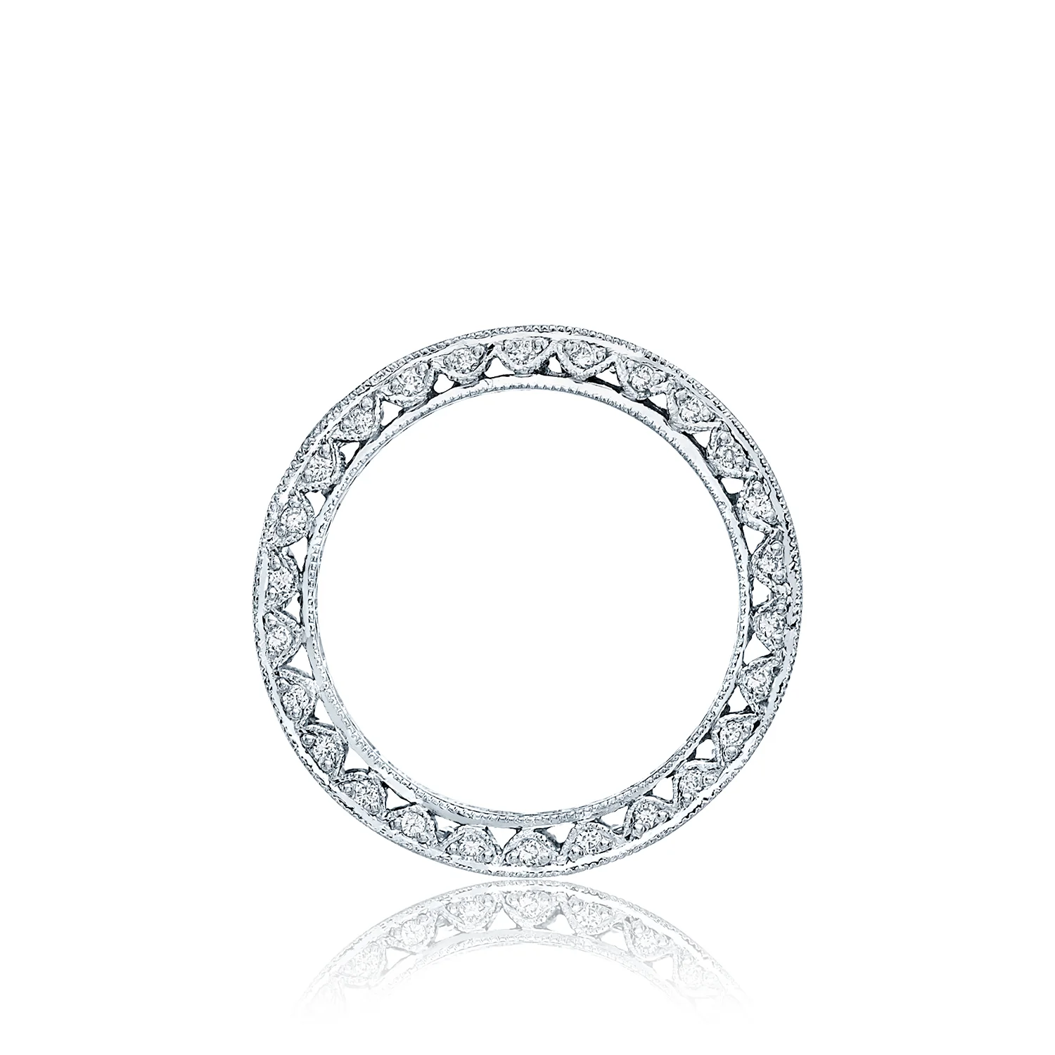 Tacori 18k White Gold Sculpted Crescent Diamond Eternity Wedding Band (1.6 CTW) - Image 2