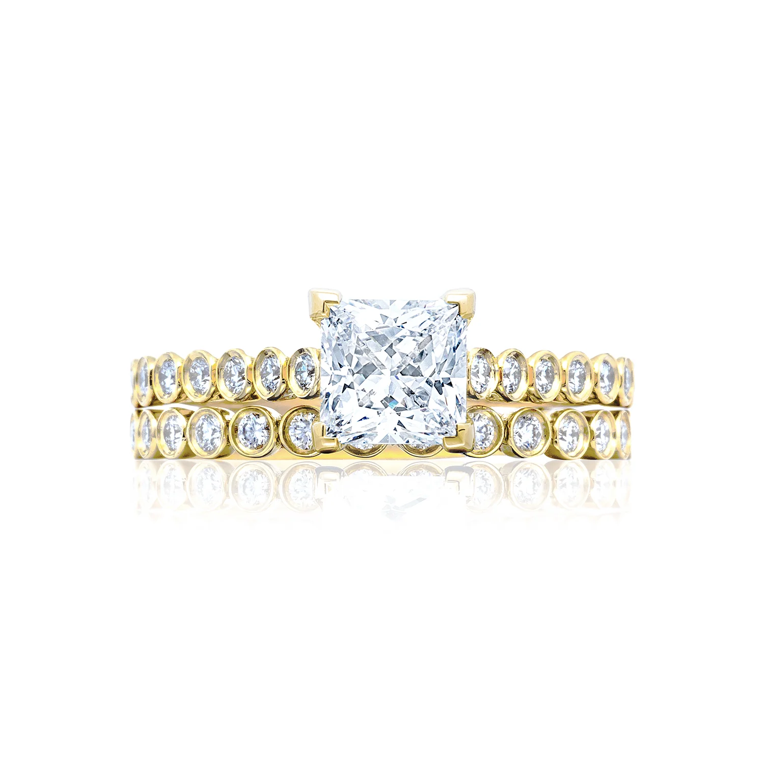 Tacori 18k Yellow Gold Sculpted Crescent Princess Diamond Engagement Ring Setting  (0.2 CTW) - Image 3