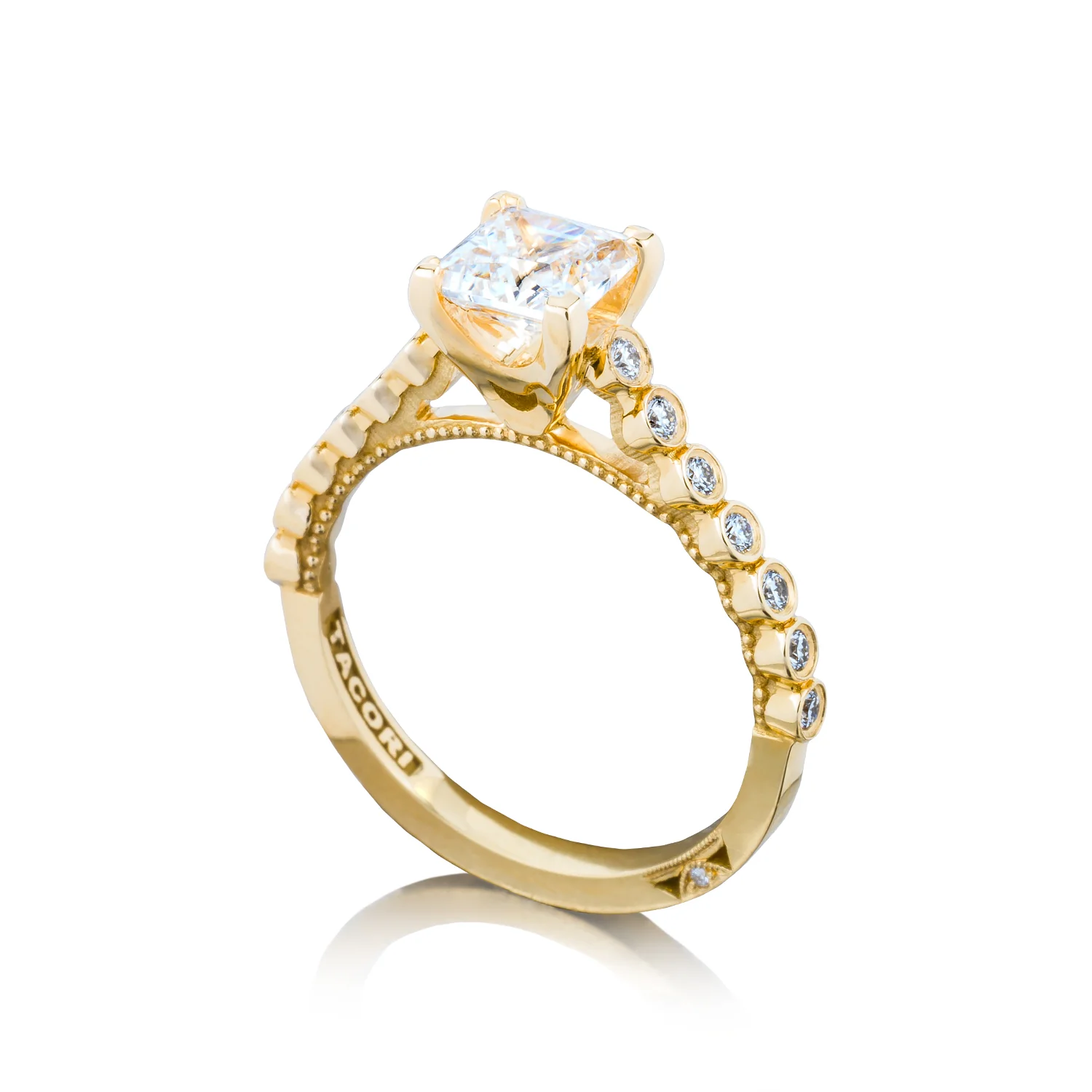 Tacori 18k Yellow Gold Sculpted Crescent Princess Diamond Engagement Ring Setting  (0.2 CTW) - Image 4