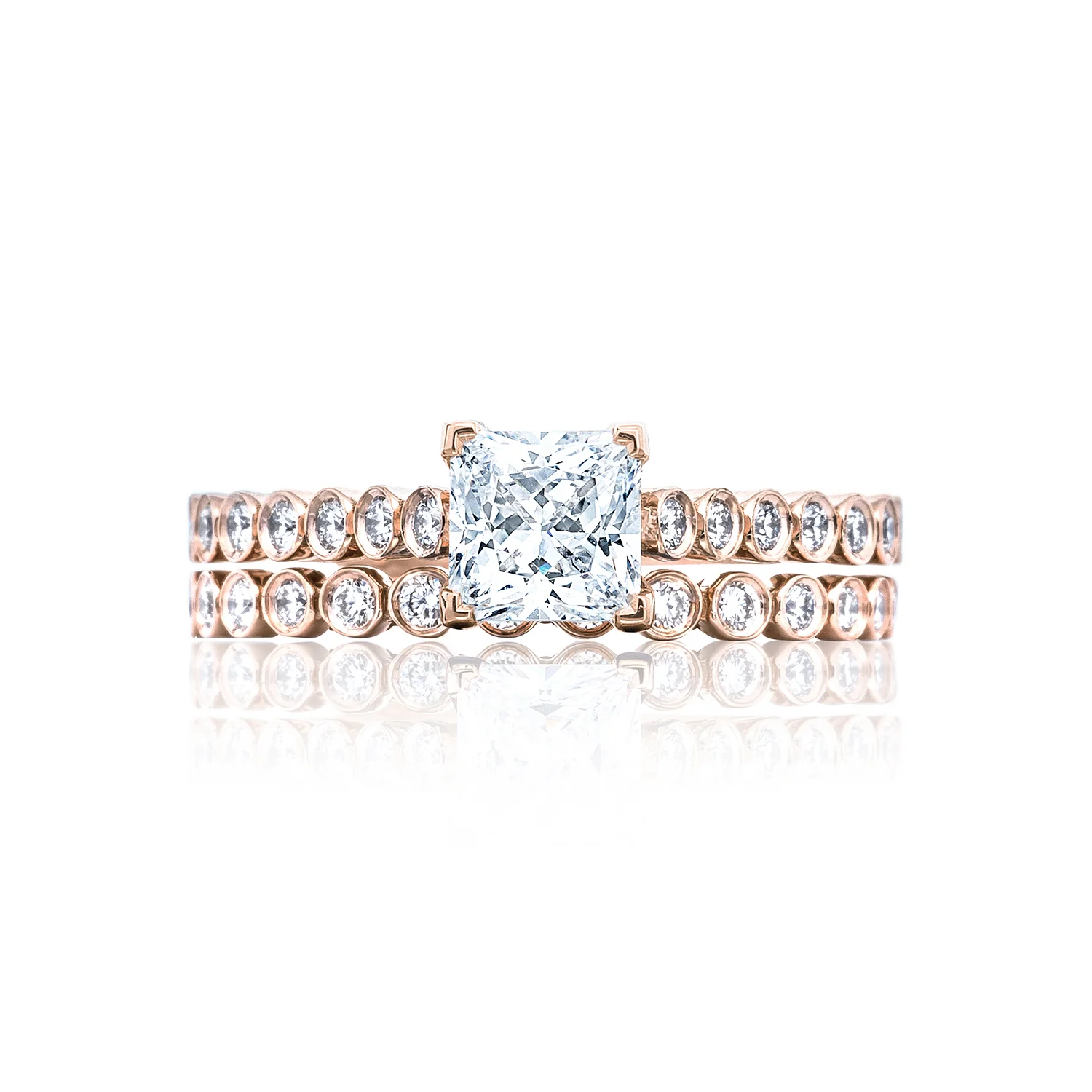 Tacori 18k Rose Gold Sculpted Crescent Princess Diamond Engagement Ring Setting (0.2 CTW) - Image 3