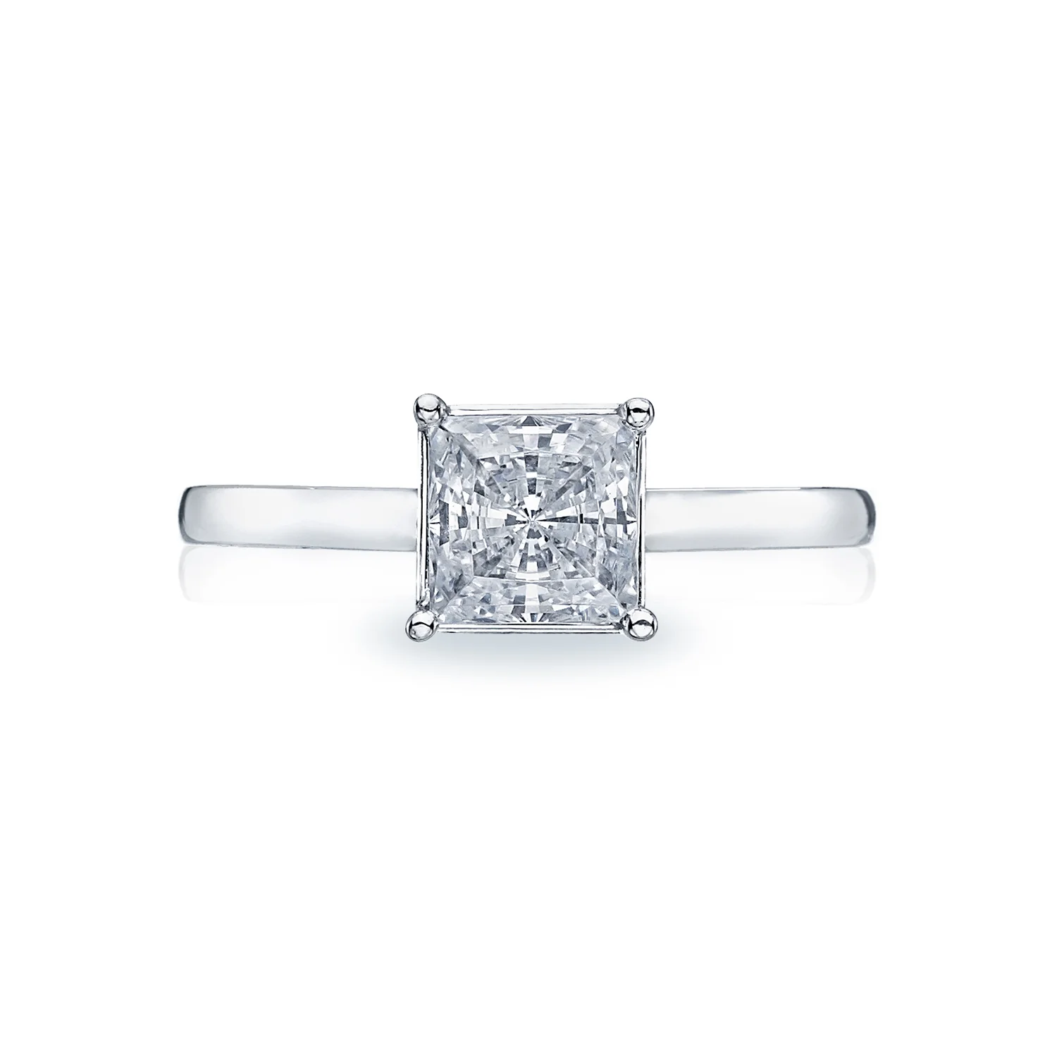 Tacori 18k White Gold Sculpted Crescent Princess Diamond Engagement Ring Setting (0.5 CTW)