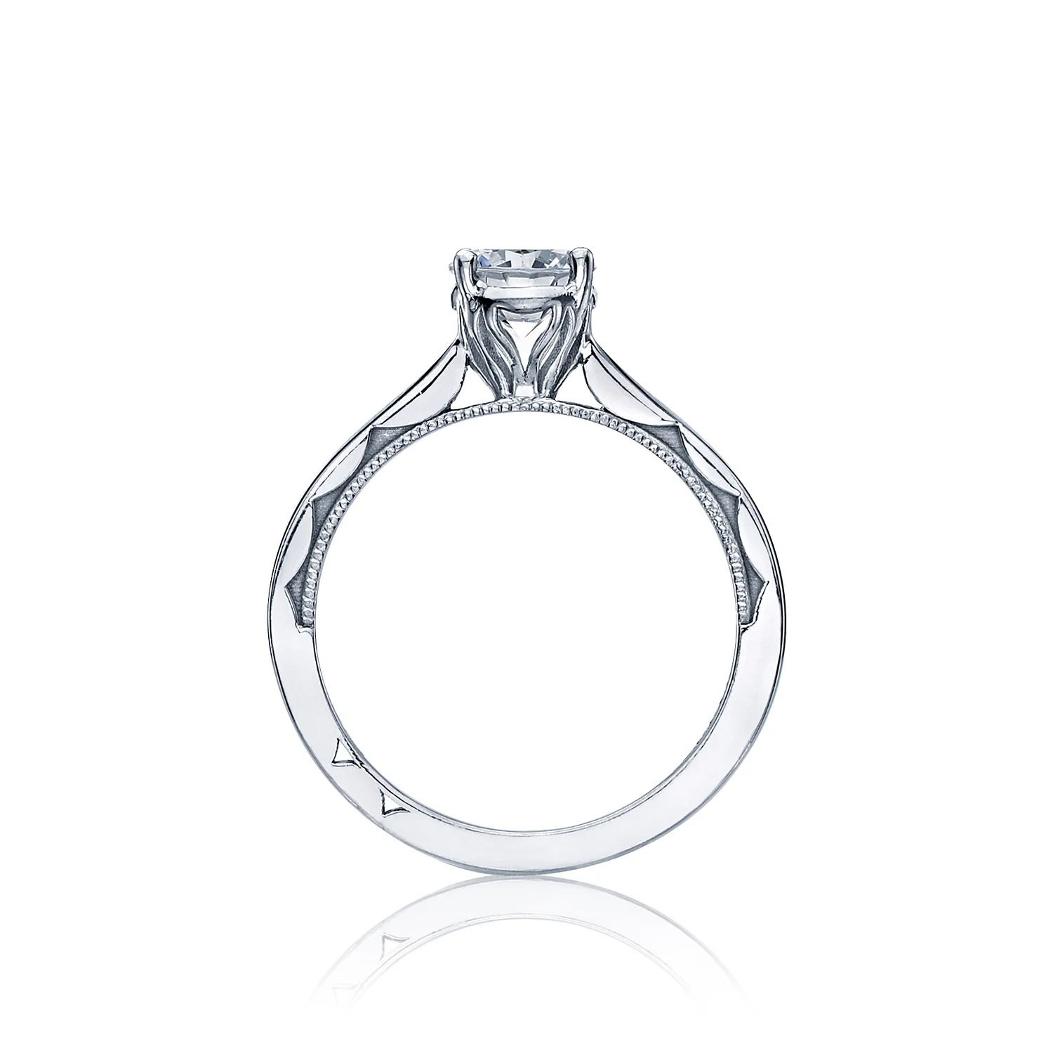 Tacori 18k White Gold Sculpted Crescent Round Diamond Engagement Ring Setting (0.5 CTW) - Image 2