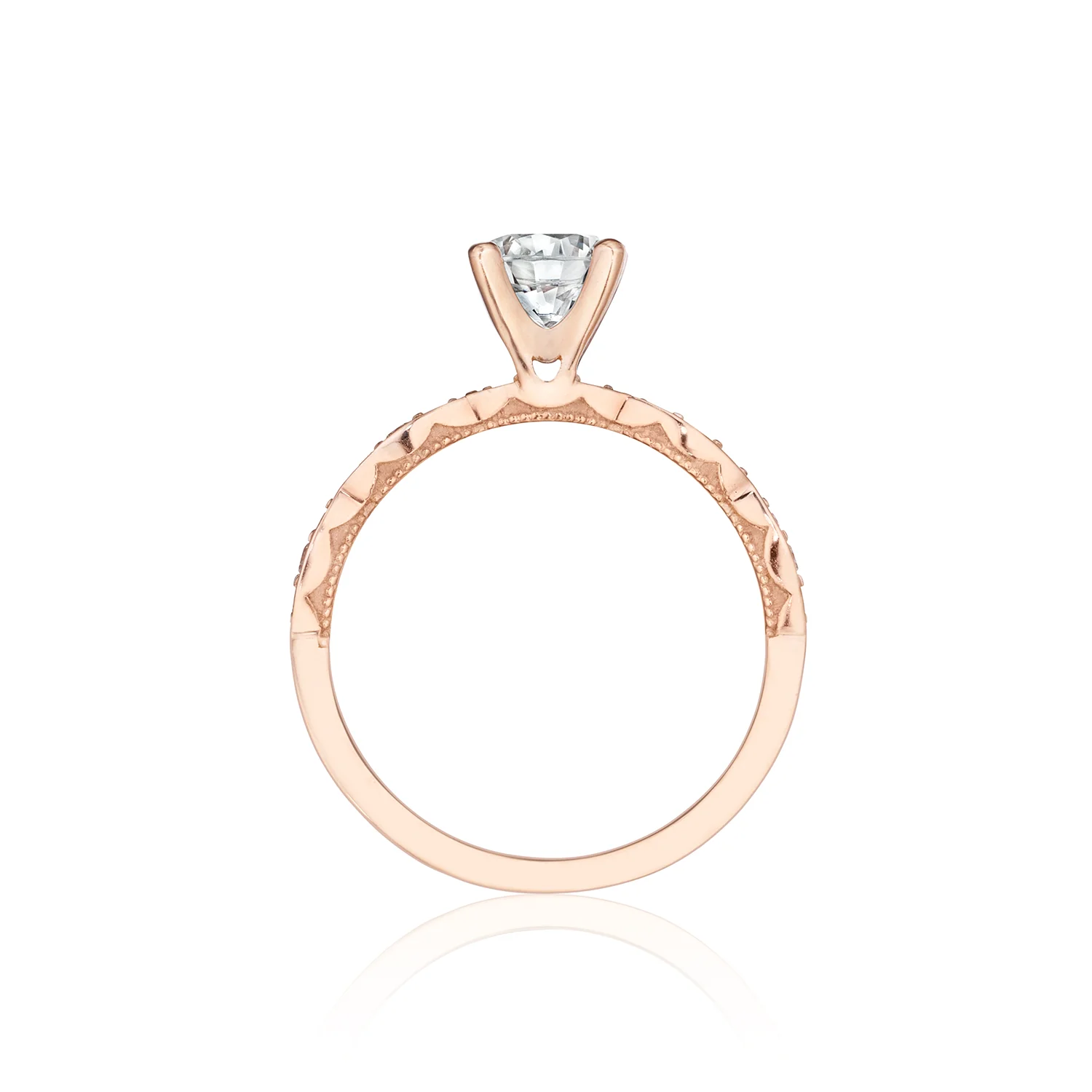 Tacori 18k Rose Gold Sculpted Crescent Round Diamond Engagement Ring Setting (0.15 CTW) - Image 2