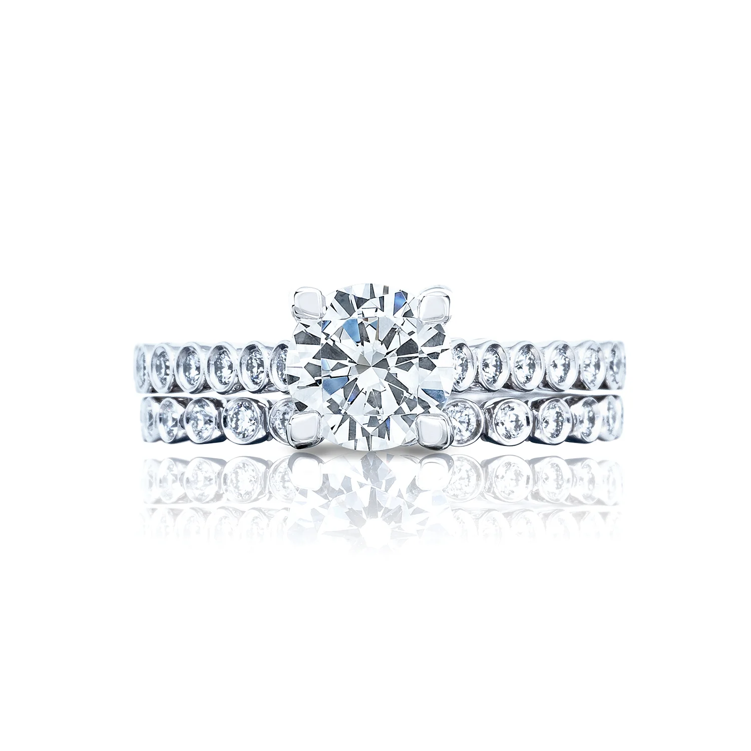 Tacori 18k White Gold Sculpted Crescent Round Diamond Engagement Ring Setting (0.2 CTW) - Image 3
