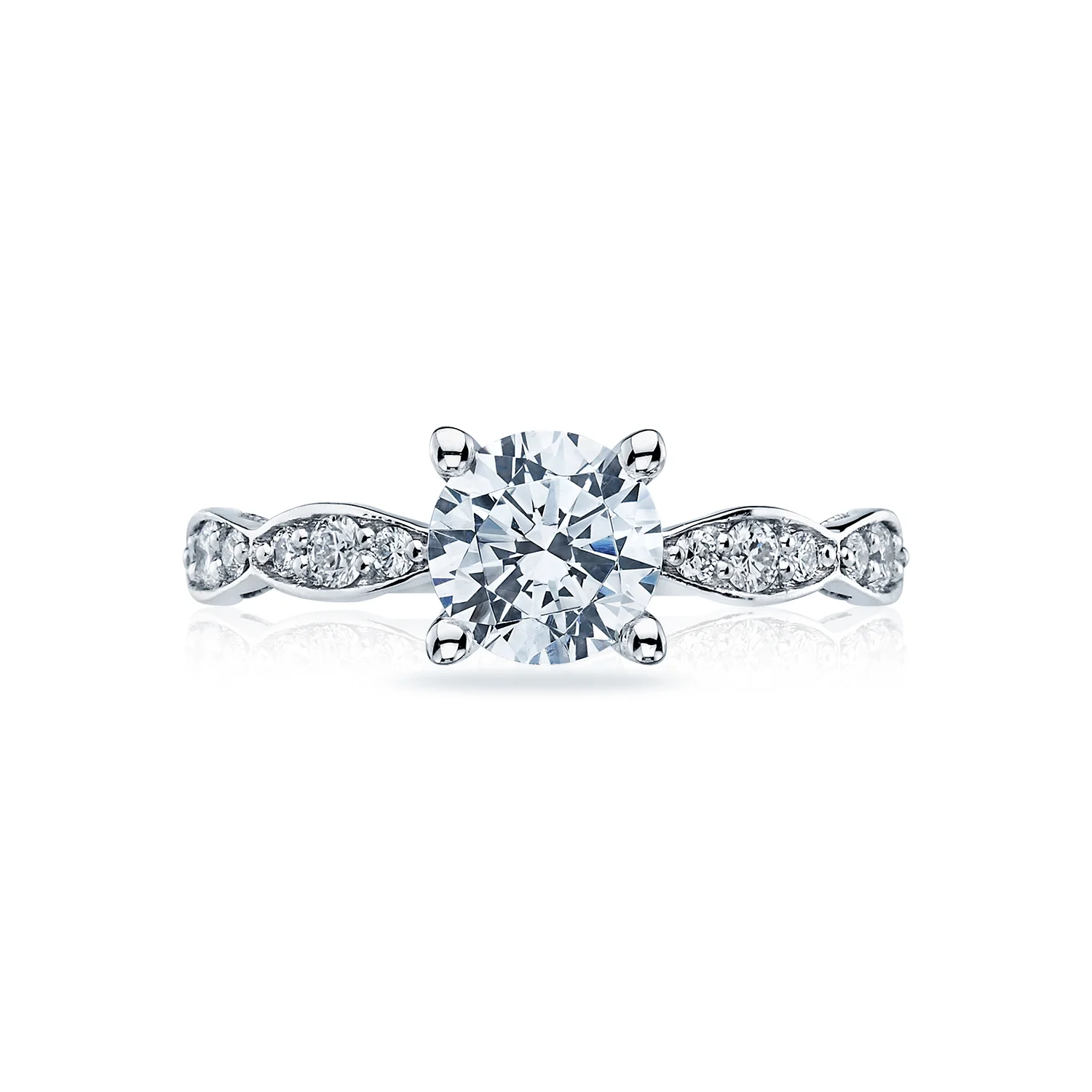 Tacori 18k White Gold Sculpted Crescent Round Diamond Engagement Ring Setting (0.28 CTW)